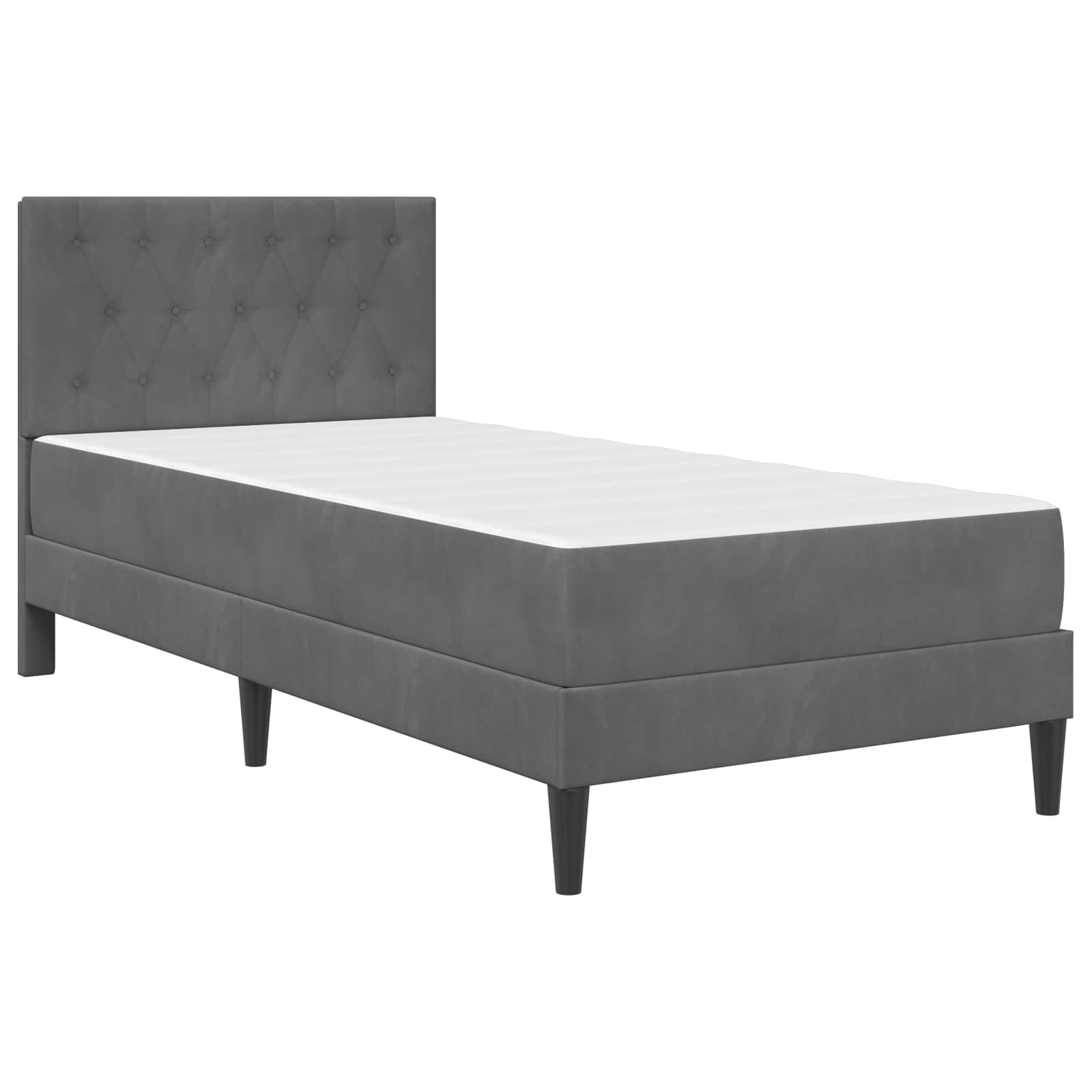 Struttura letto con materasso Grigio scuro 90 x 200 cm Velluto | homemem39