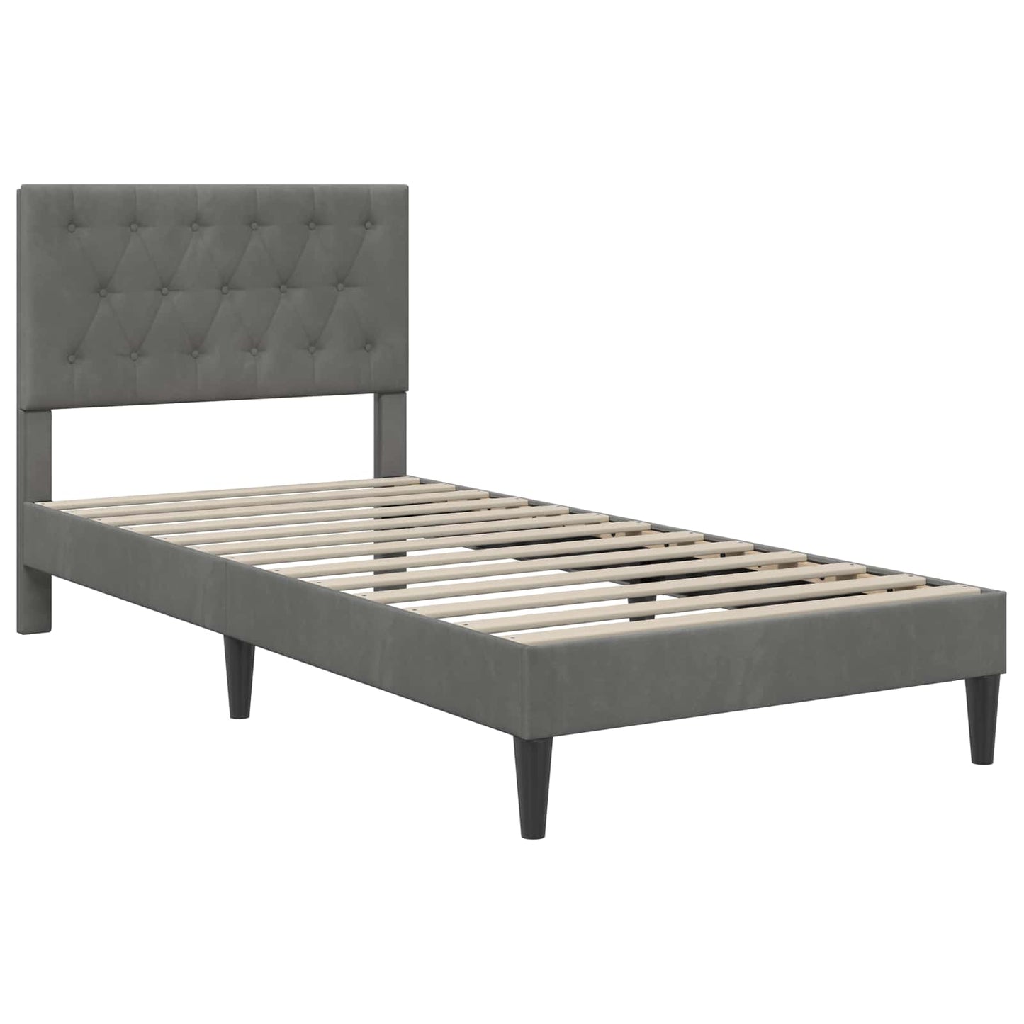 Struttura letto con materasso Grigio scuro 90 x 200 cm Velluto | homemem39