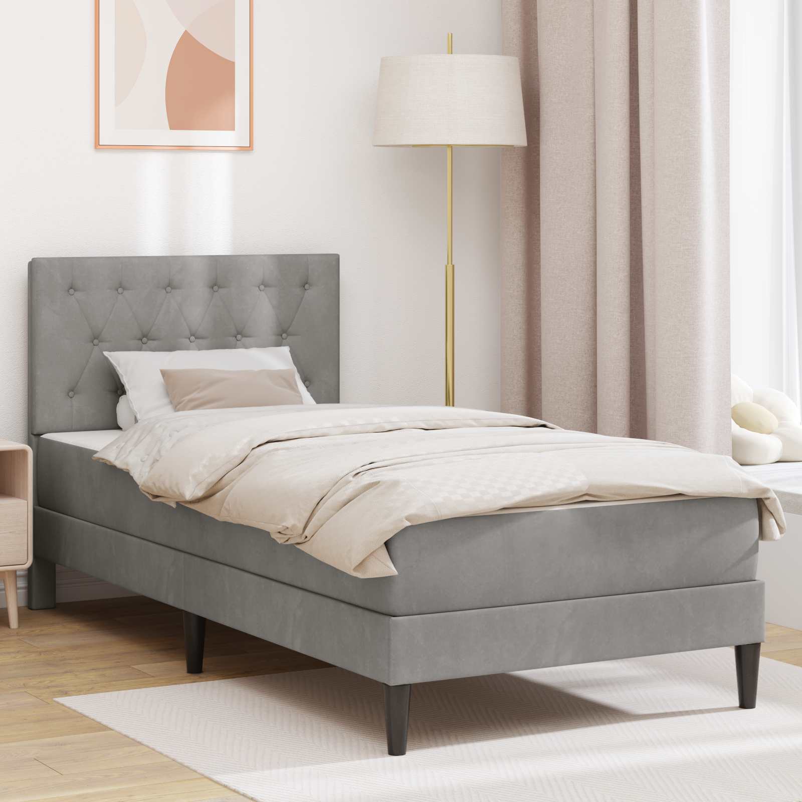 Struttura letto con materasso Grigio chiaro 100 x 200 cm | homemem39