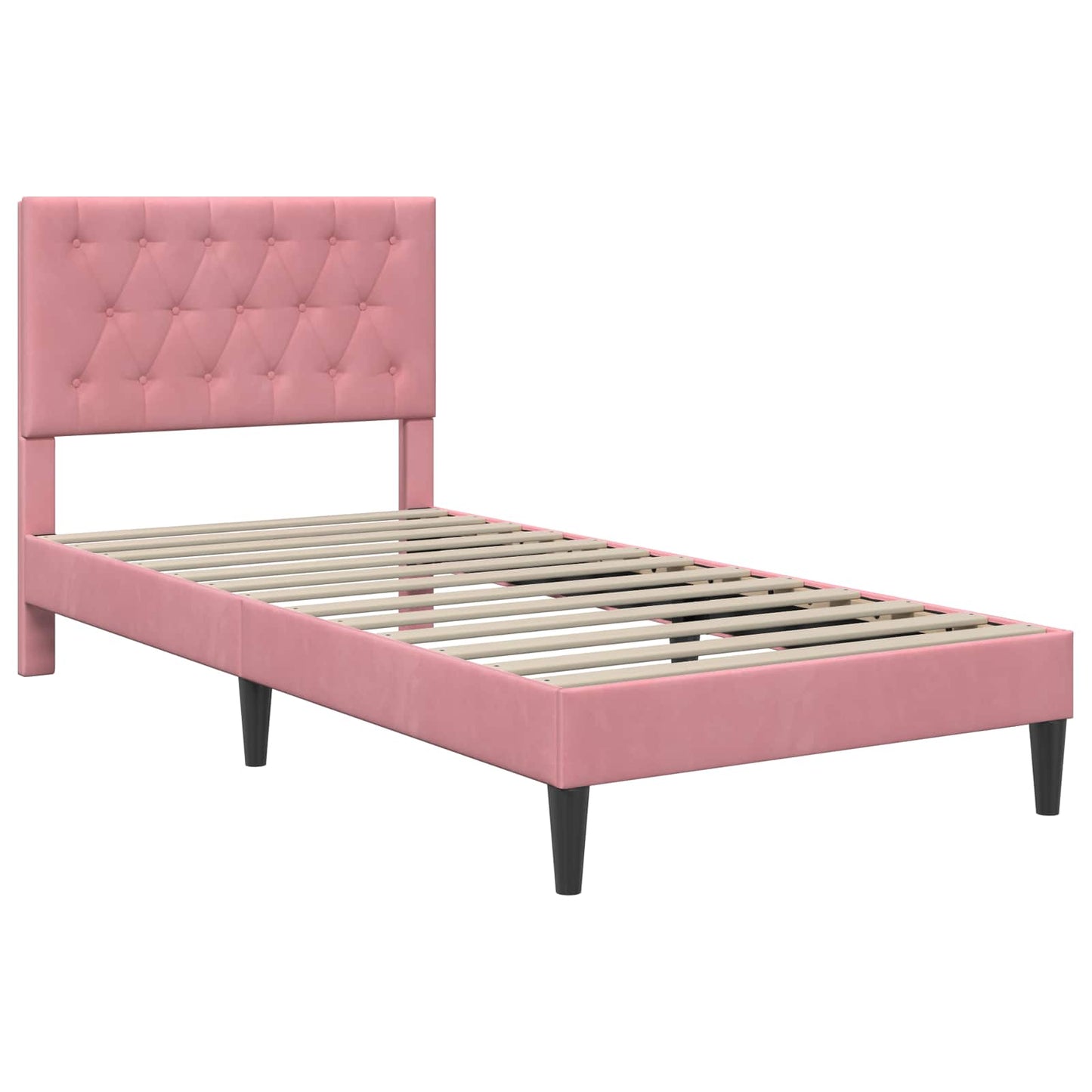Struttura letto con materasso Rosa 100 x 200 cm Velluto | homemem39