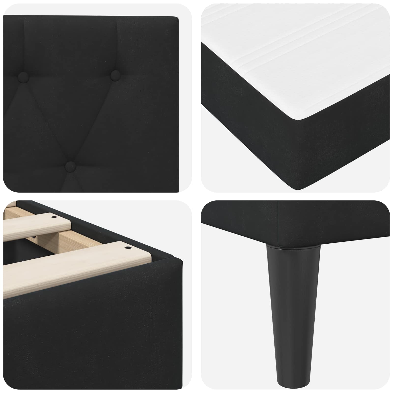 Struttura letto con materasso vidaXL Nero 120 x 190 cm Velluto | homemem39