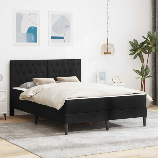 Struttura letto con materasso Nero 140 x 190 cm Velluto | homemem39