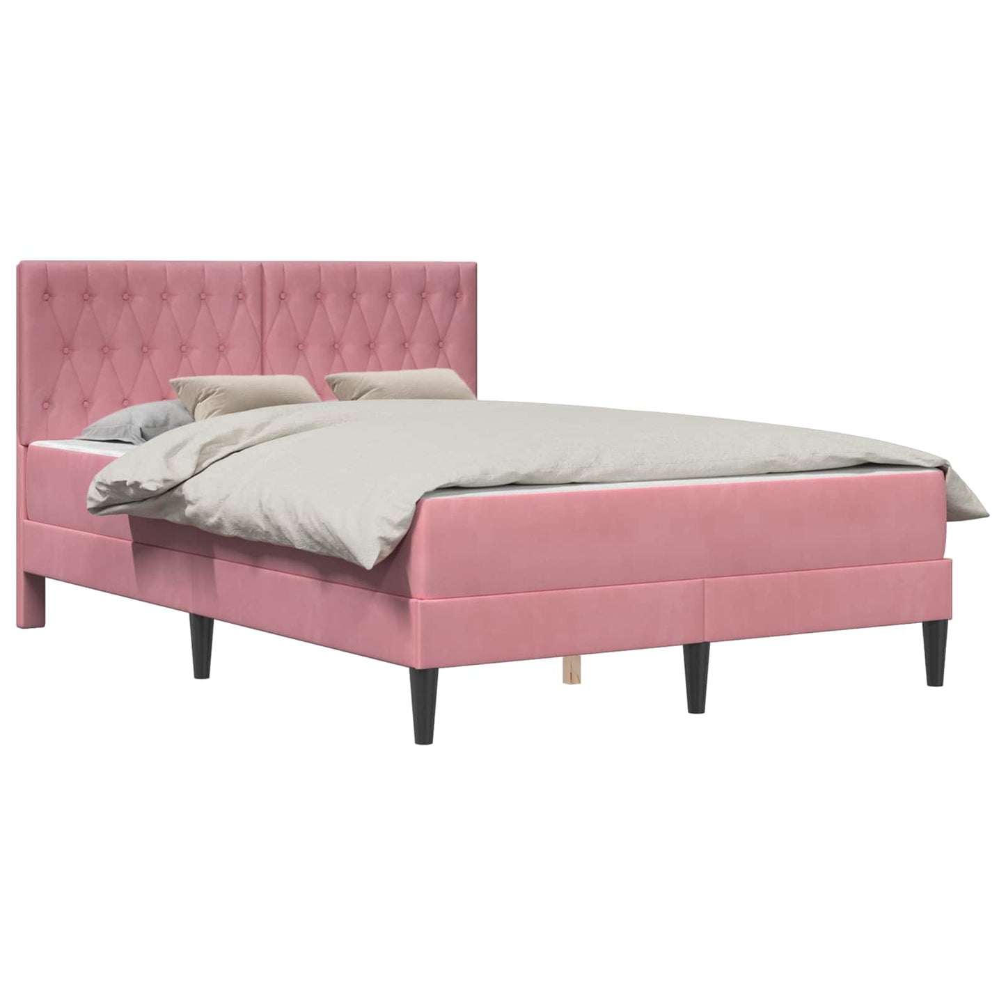 Struttura letto con materasso Rosa 160 x 200 cm Velluto | homemem39