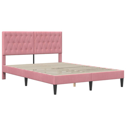 Struttura letto con materasso Rosa 160 x 200 cm Velluto | homemem39