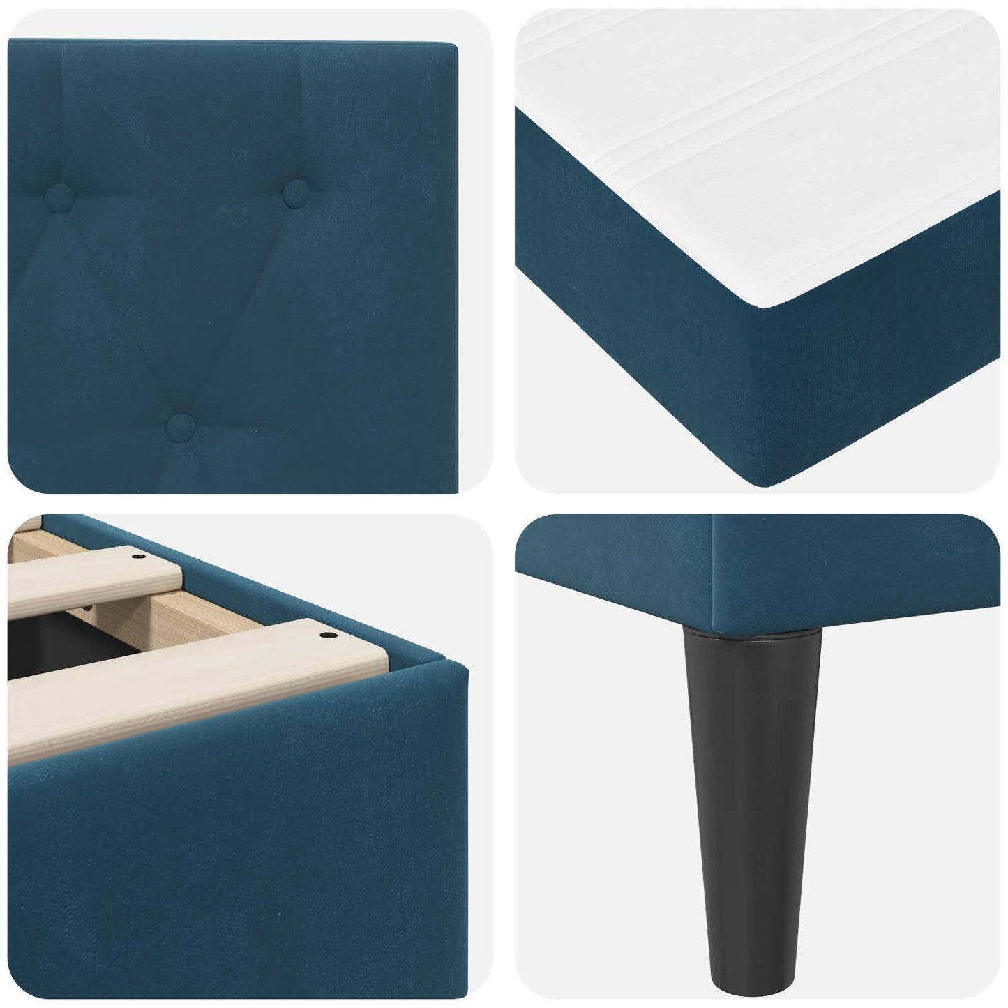 Struttura letto con materasso Blu 160 x 200 cm Velluto | homemem39