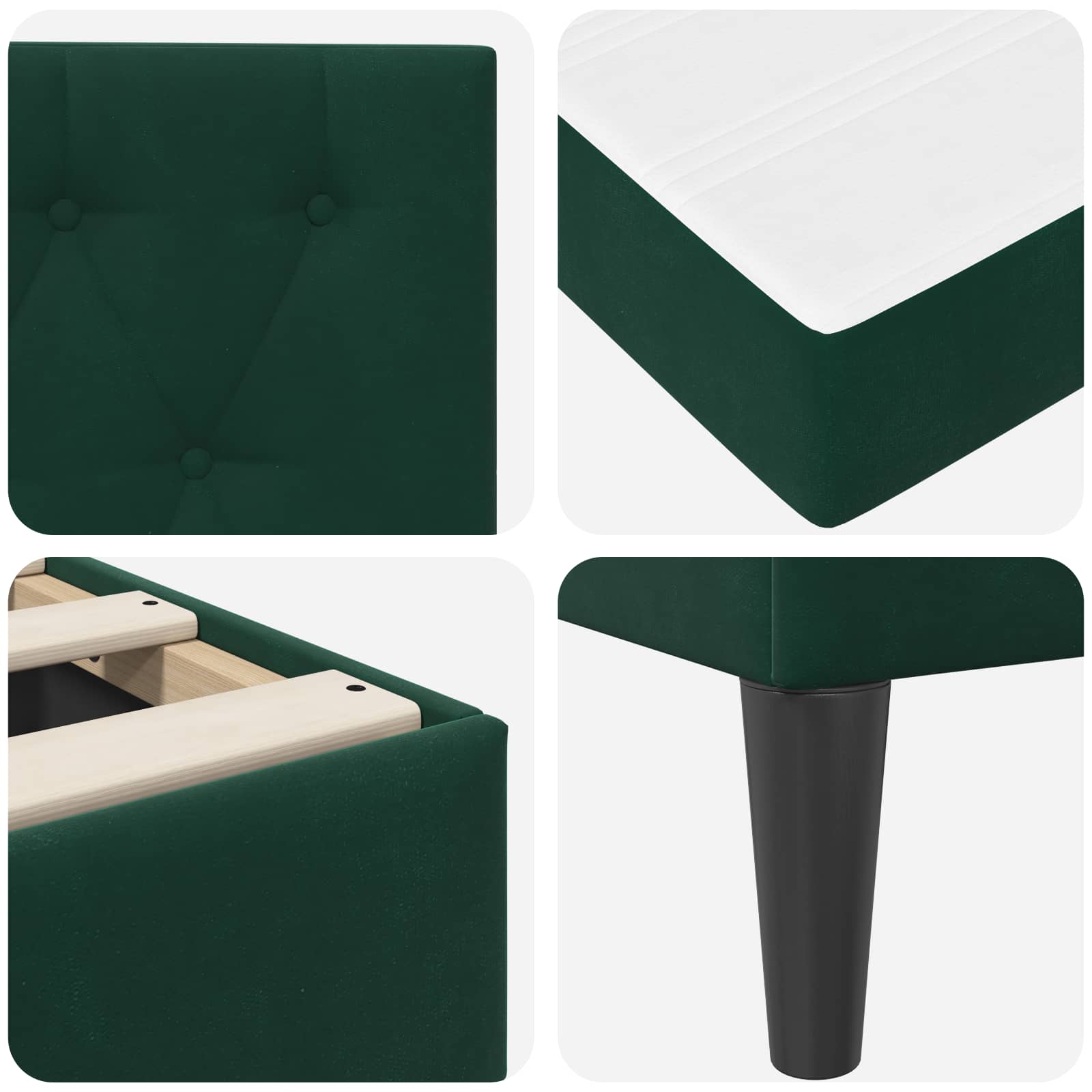 Struttura letto con materasso Verde Scuro 180 x 200 cm Velluto | homemem39