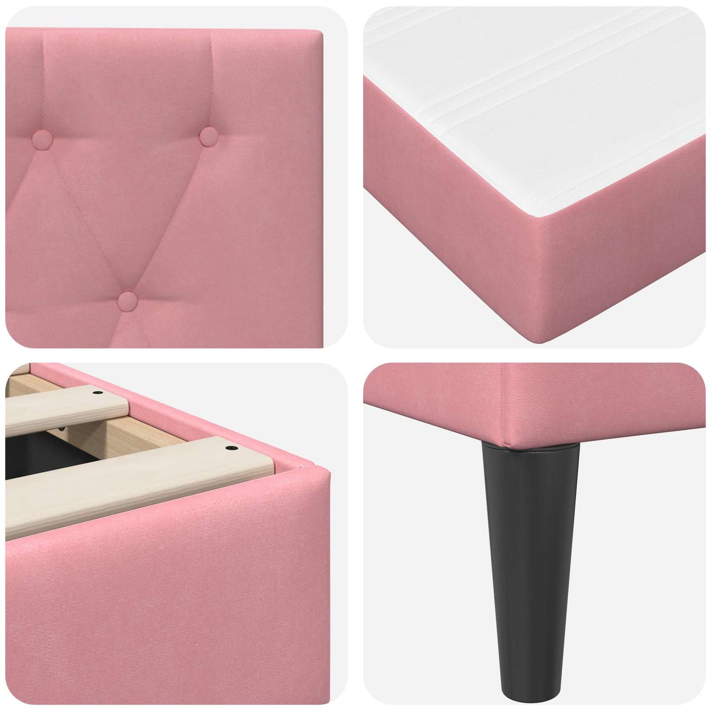 Struttura letto con materasso Rosa 180 x 200 cm Velluto | homemem39