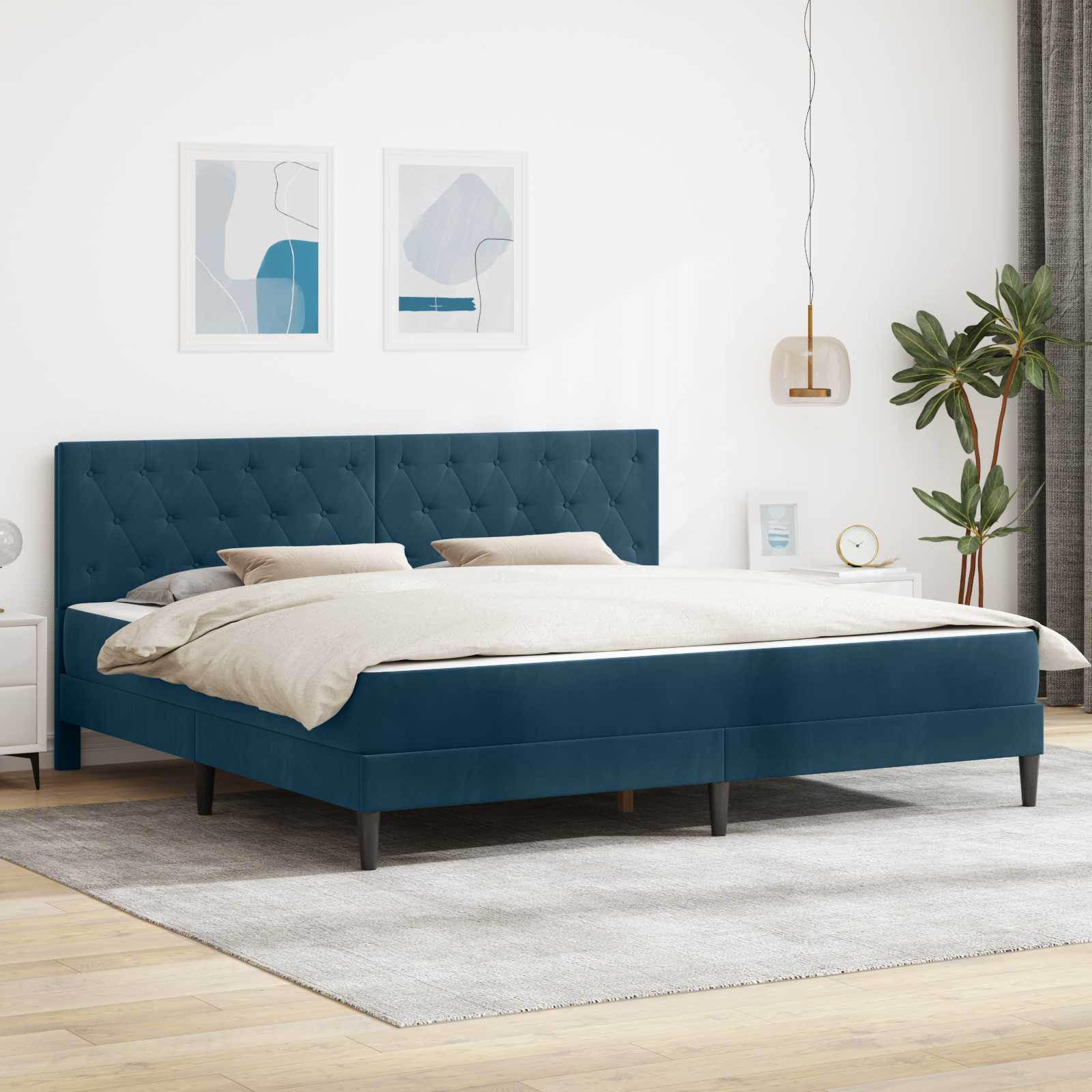 Struttura letto con materasso Blu 180 x 200 cm Velluto | homemem39