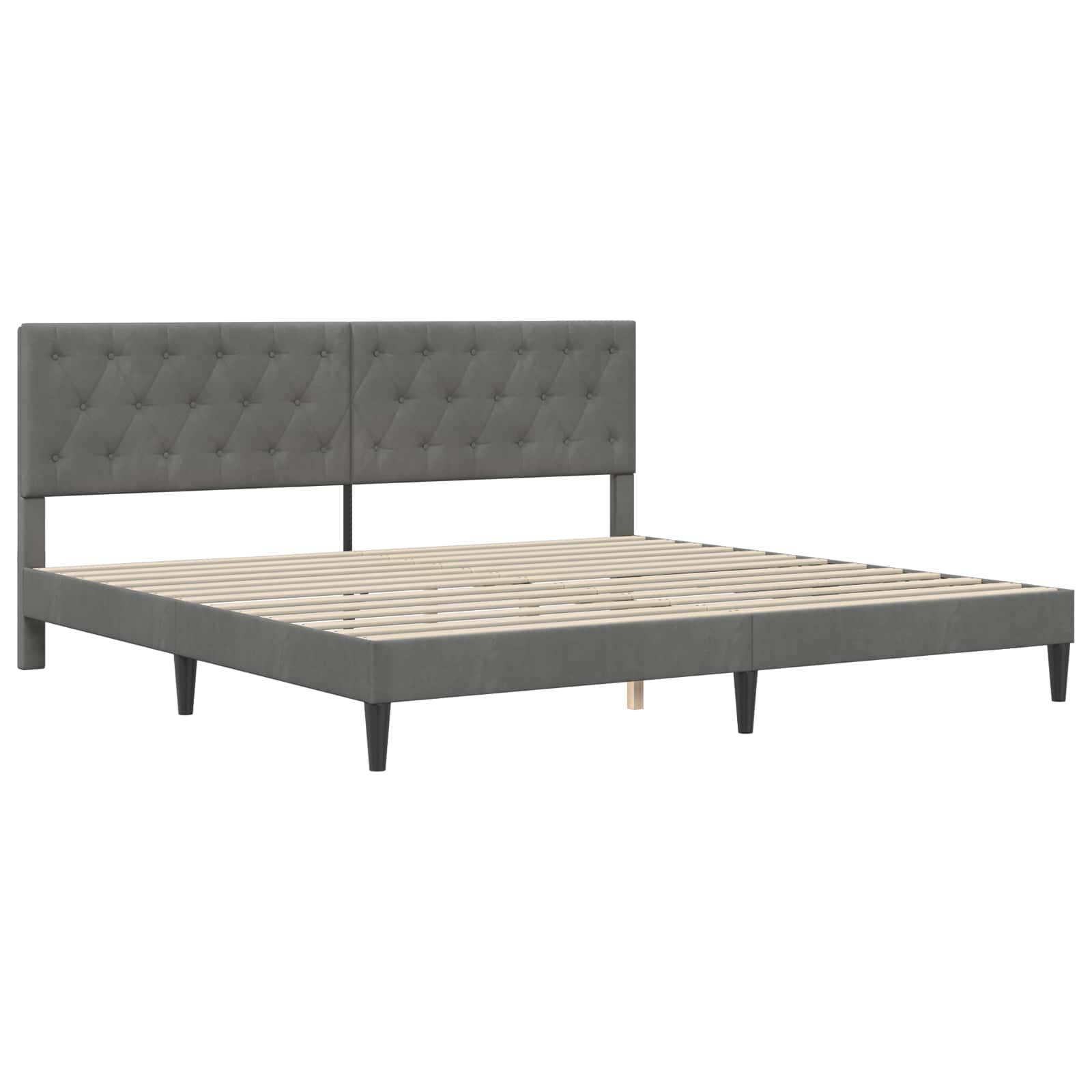 Struttura letto con materasso Grigio scuro 200 x 200 cm Velluto | homemem39