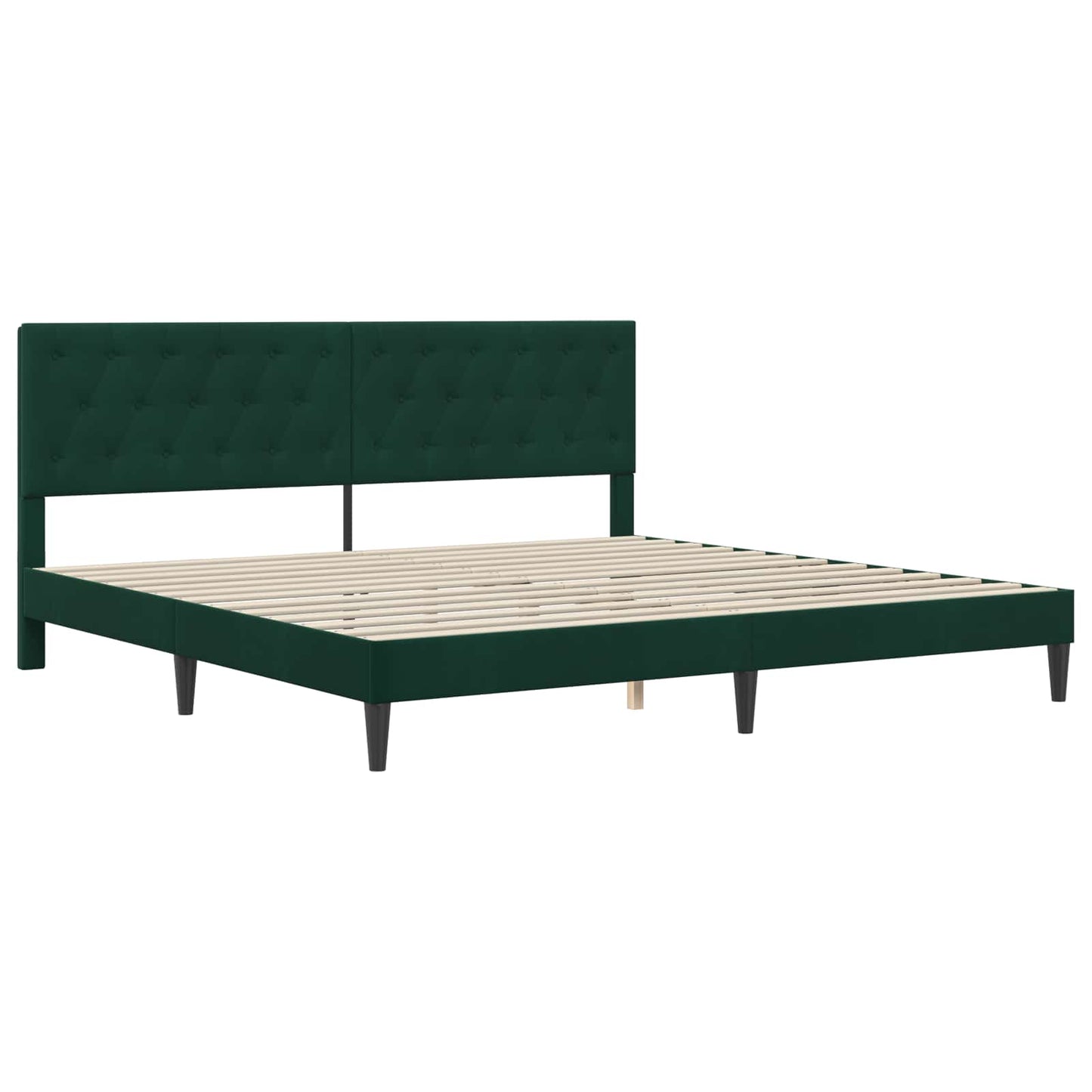 Struttura letto con materasso Verde Scuro 200 x 200 cm Velluto | homemem39