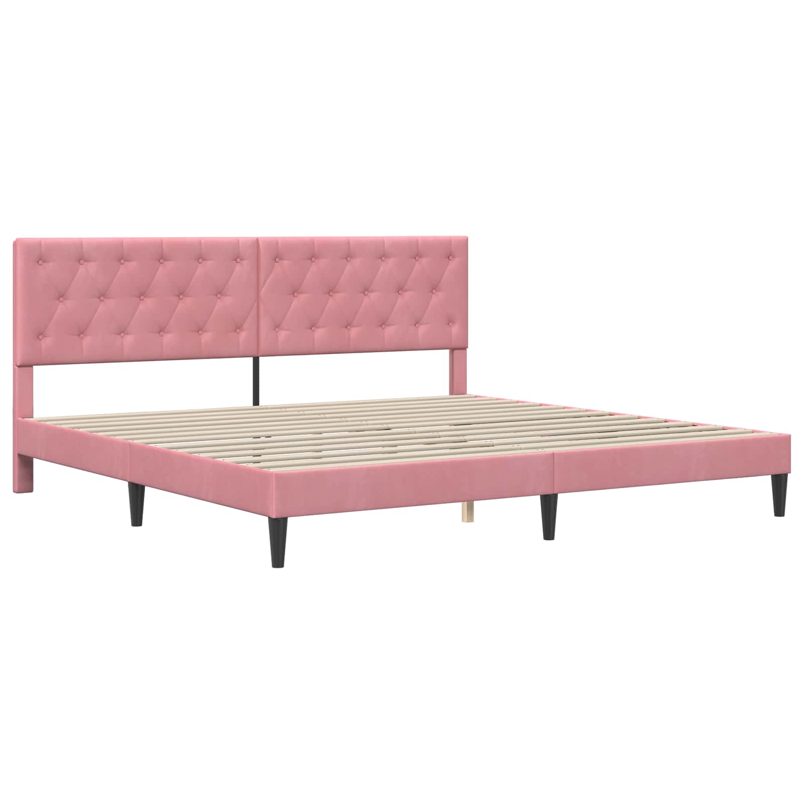 Struttura letto con materasso Rosa 200 x 200 cm Velluto | homemem39