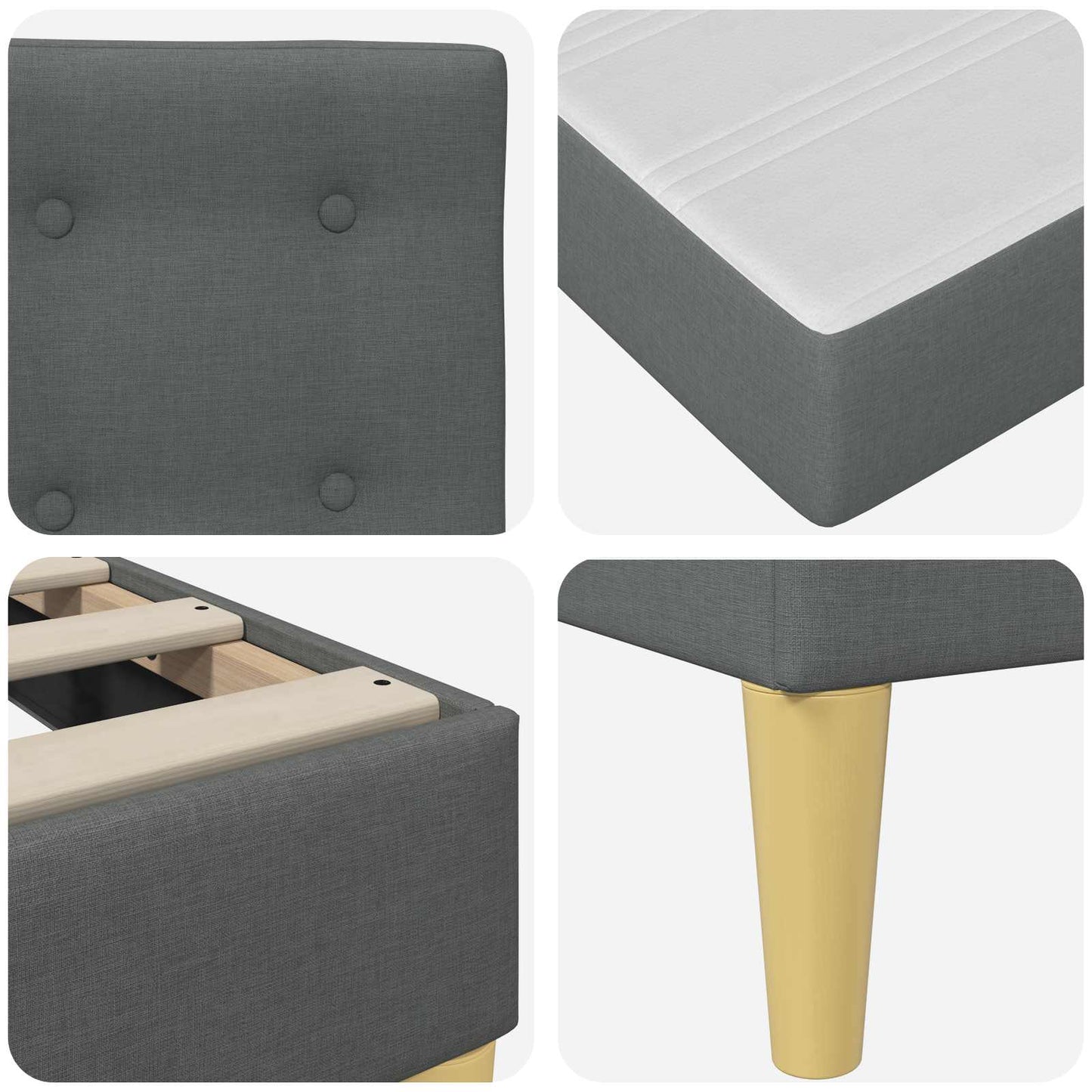Struttura letto con materasso Grigio scuro 90 x 200 cm Tessuto | homemem39