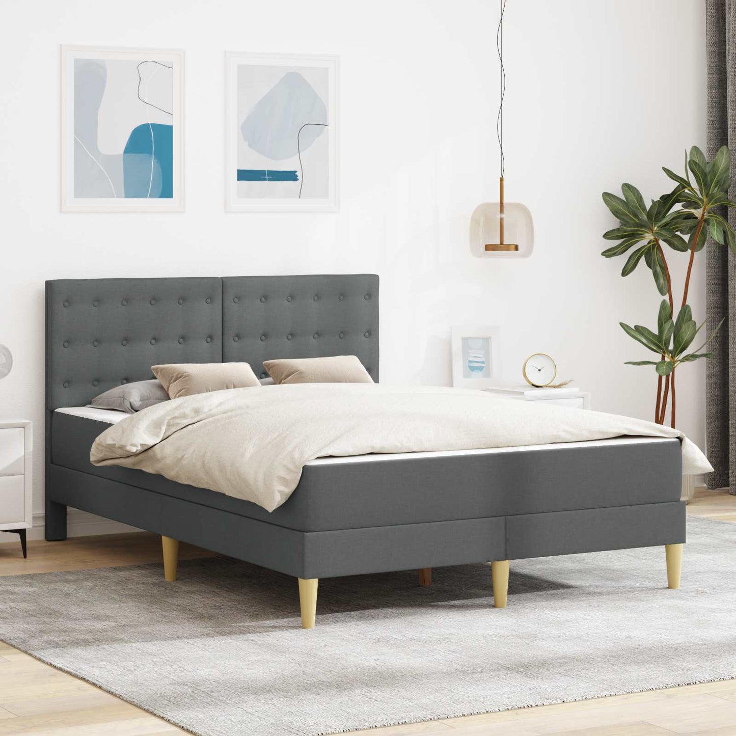 Struttura letto con materasso Grigio scuro 120 x 190 cm Tessuto | homemem39