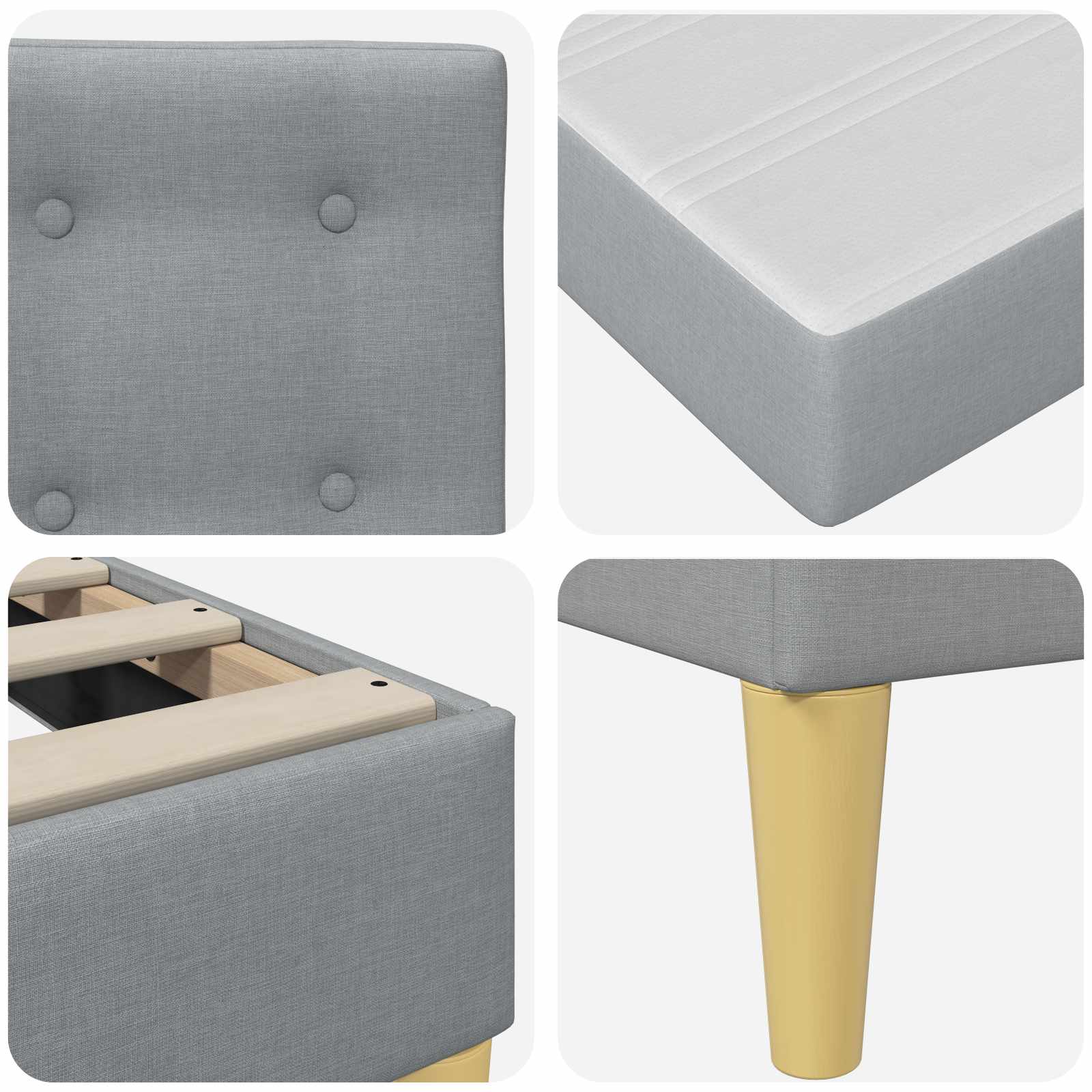 Struttura letto con materasso Grigio chiaro Tessuto | homemem39