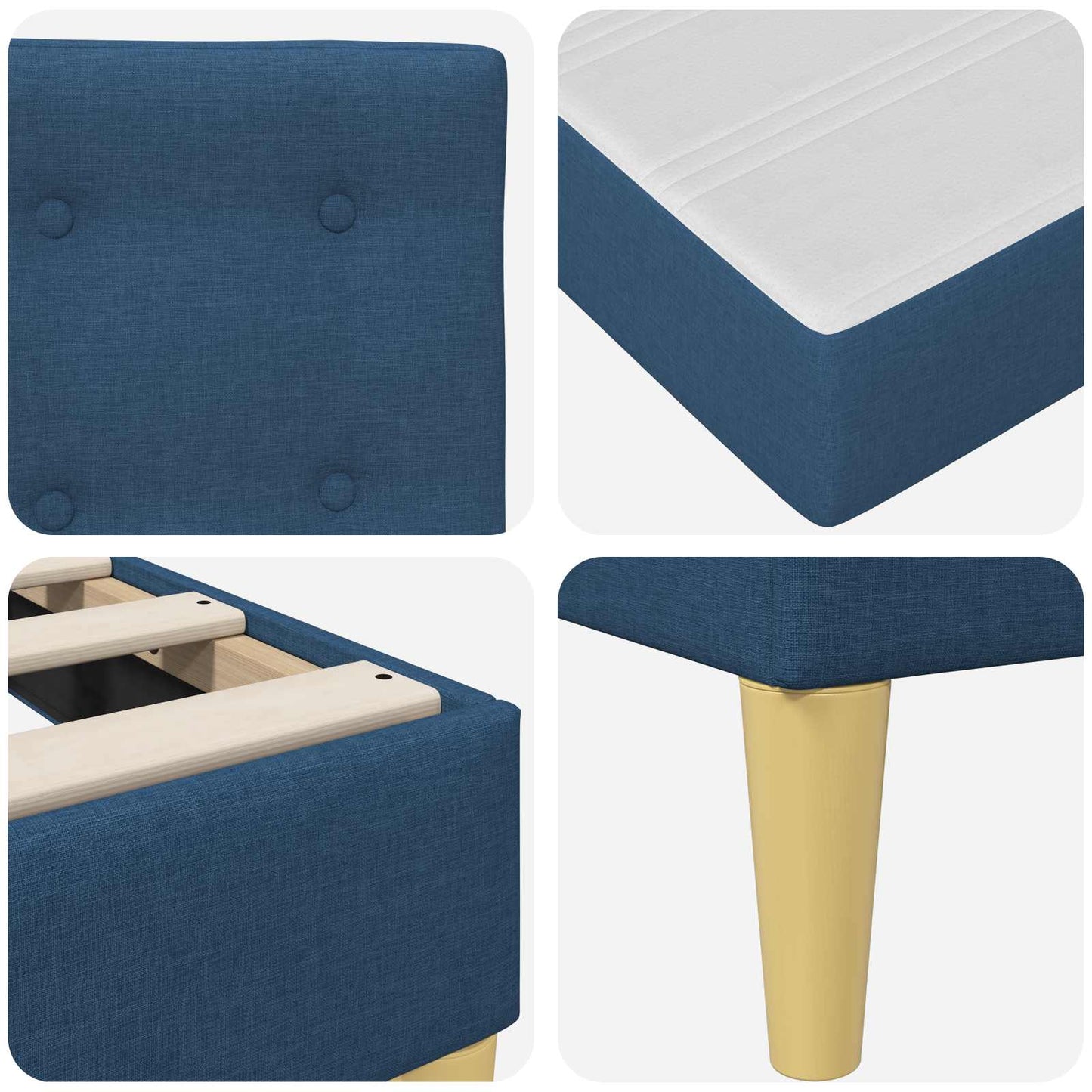 Struttura letto con materasso Blu 160 x 200 cm Tessuto | homemem39