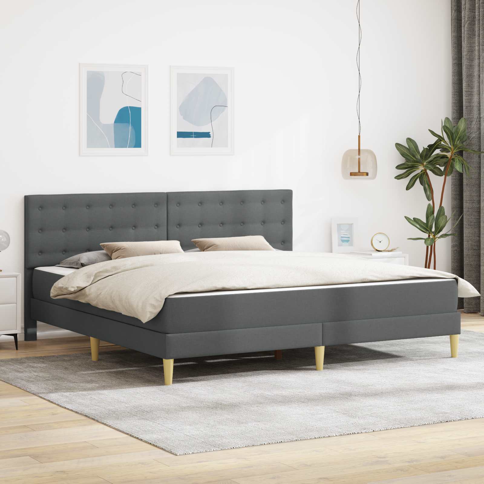 Struttura letto con materasso Grigio scuro 180 x 200 cm Tessuto | homemem39