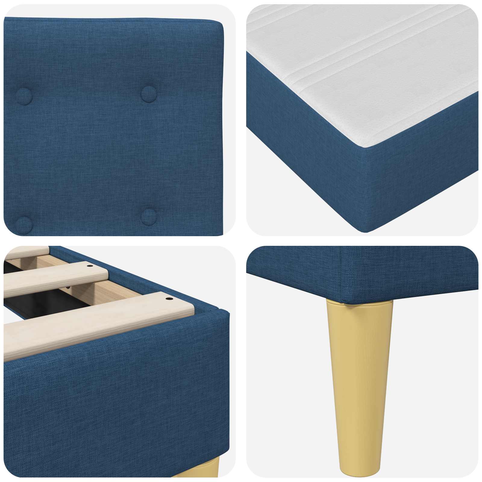 Struttura letto con materasso Blu 180 x 200 cm Tessuto | homemem39