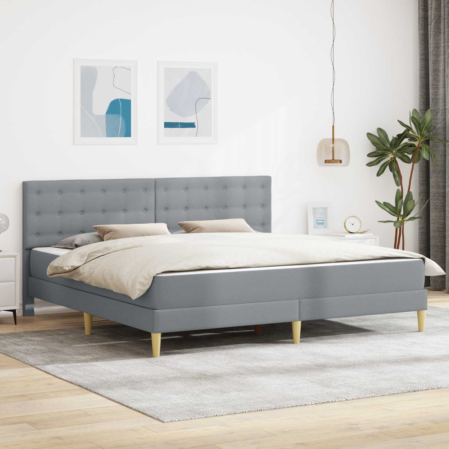 Struttura letto con materasso Grigio chiaro 200 x 200 cm | homemem39