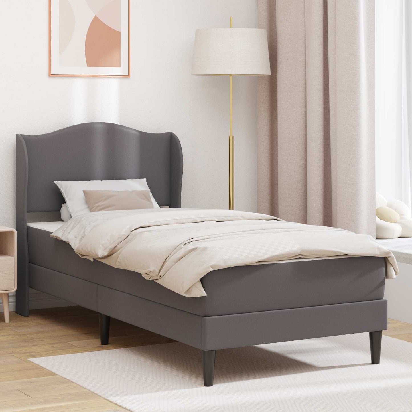 Struttura del letto con testiera Grigio 90 x 200 cm Similpelle | homemem39
