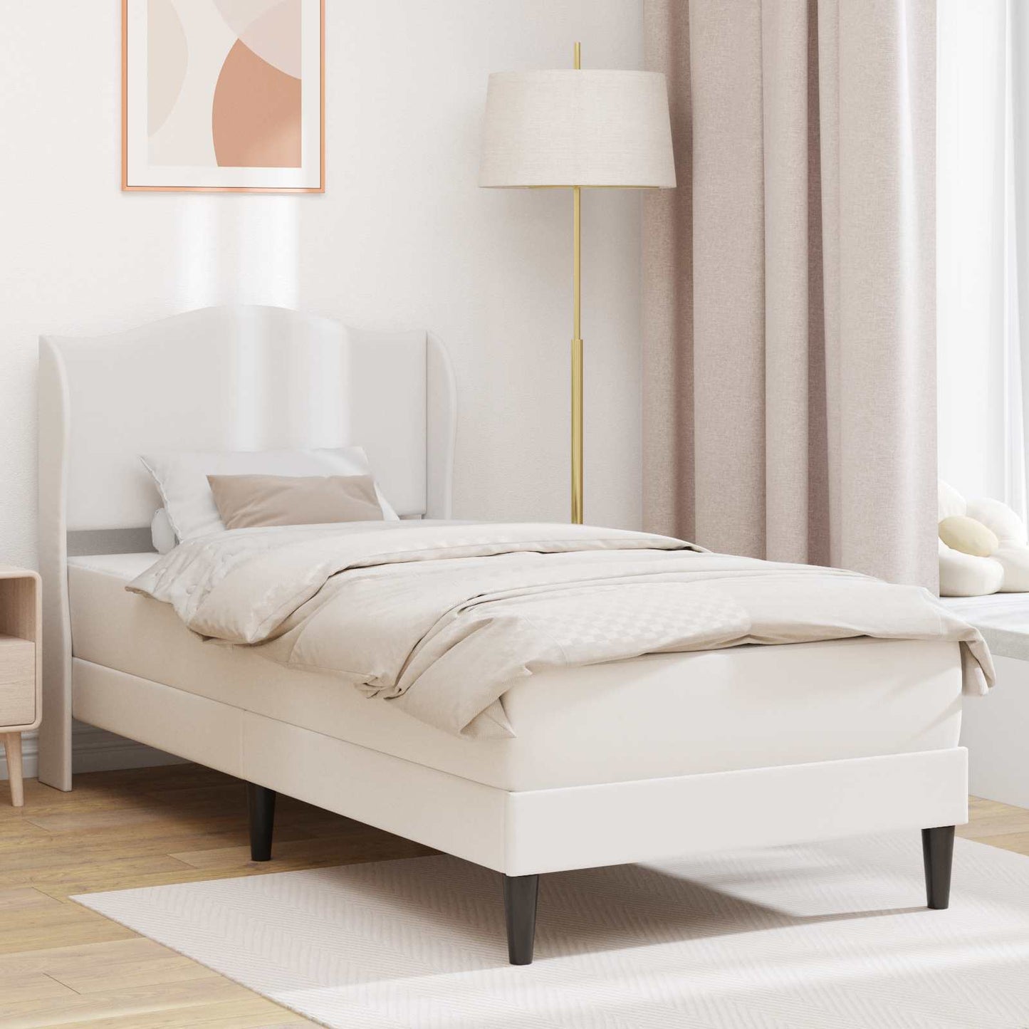Struttura del letto con testiera Bianco 100 x 200 cm Similpelle | homemem39