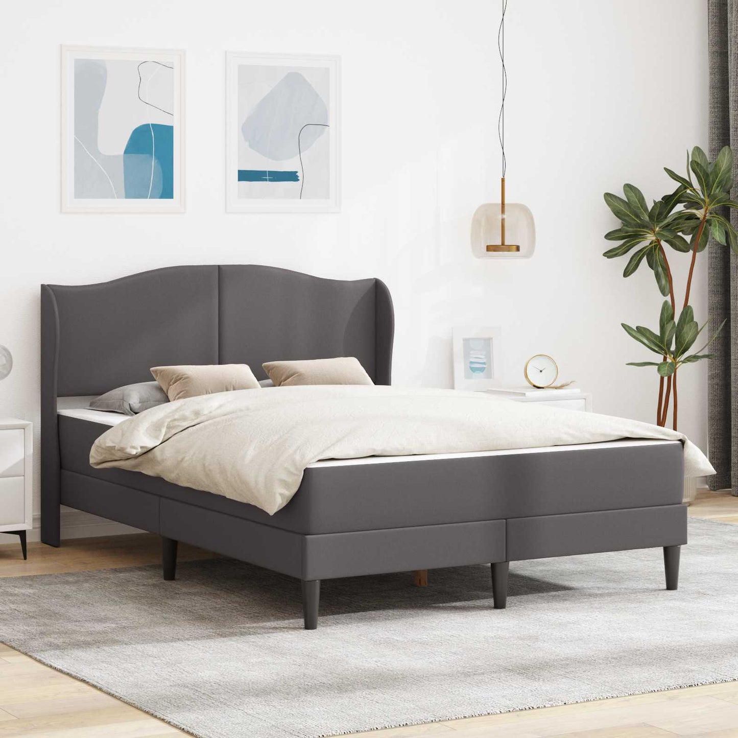 Struttura del letto con testiera Grigio 140 x 190 cm Similpelle | homemem39