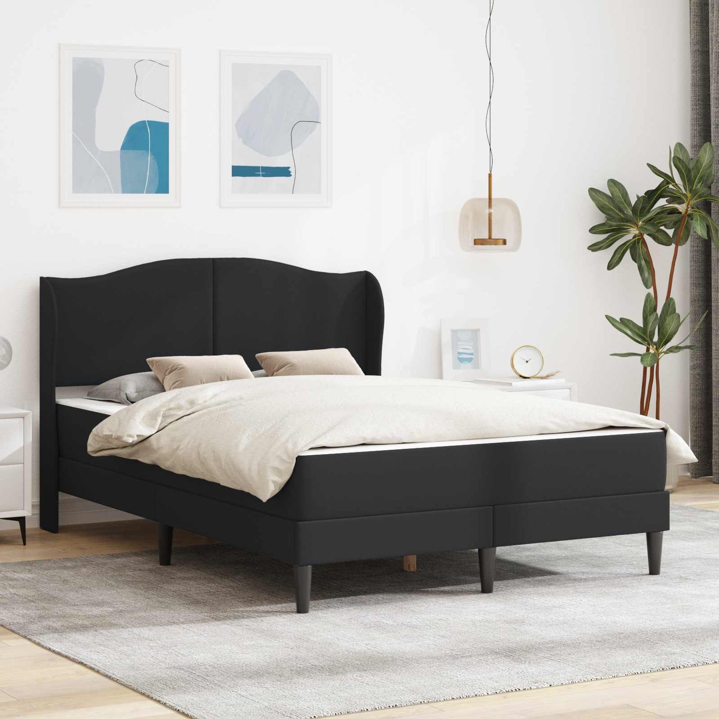 Struttura del letto con testiera Nero 160 x 200 cm Similpelle | homemem39