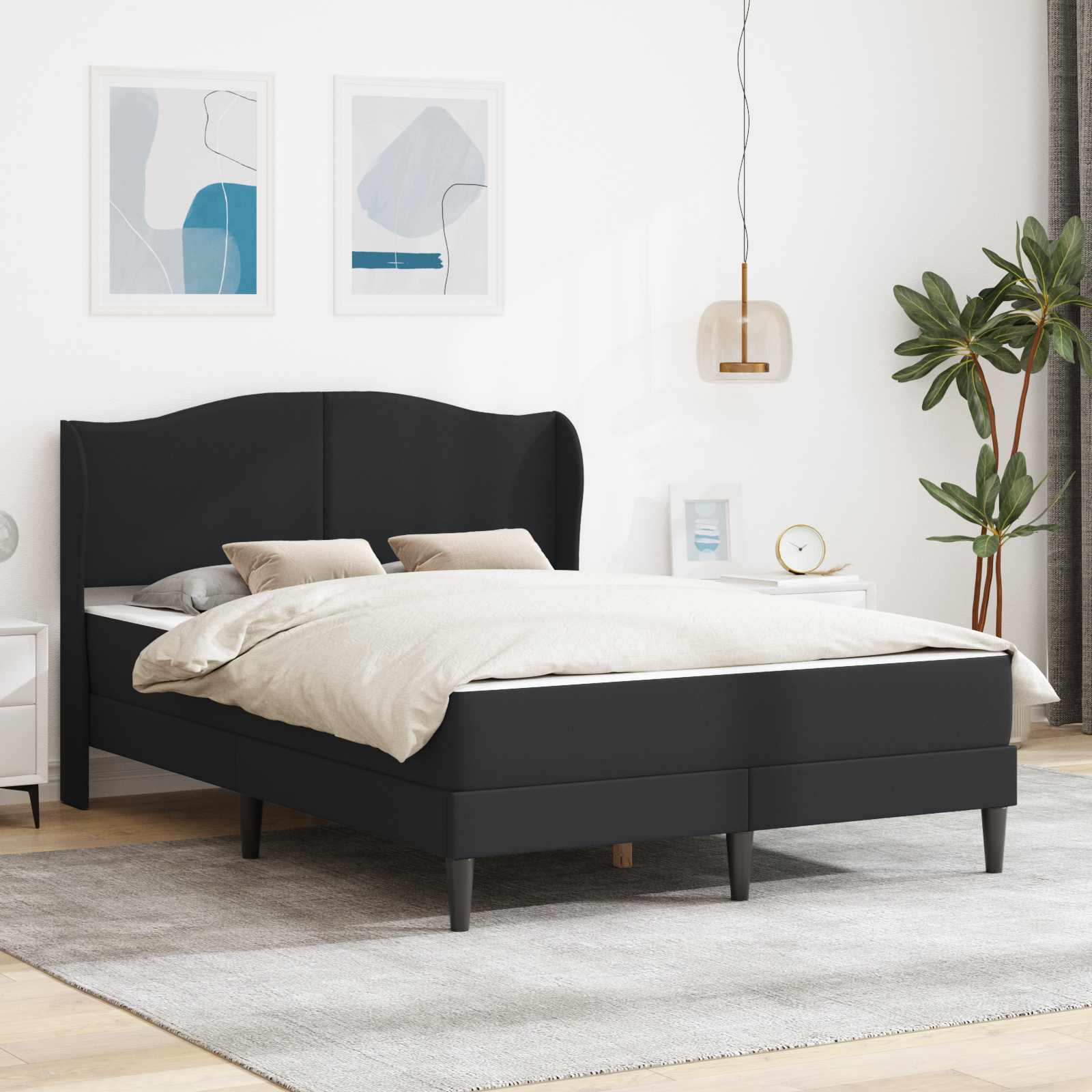 Struttura del letto con testiera Nero 160 x 200 cm Similpelle | homemem39