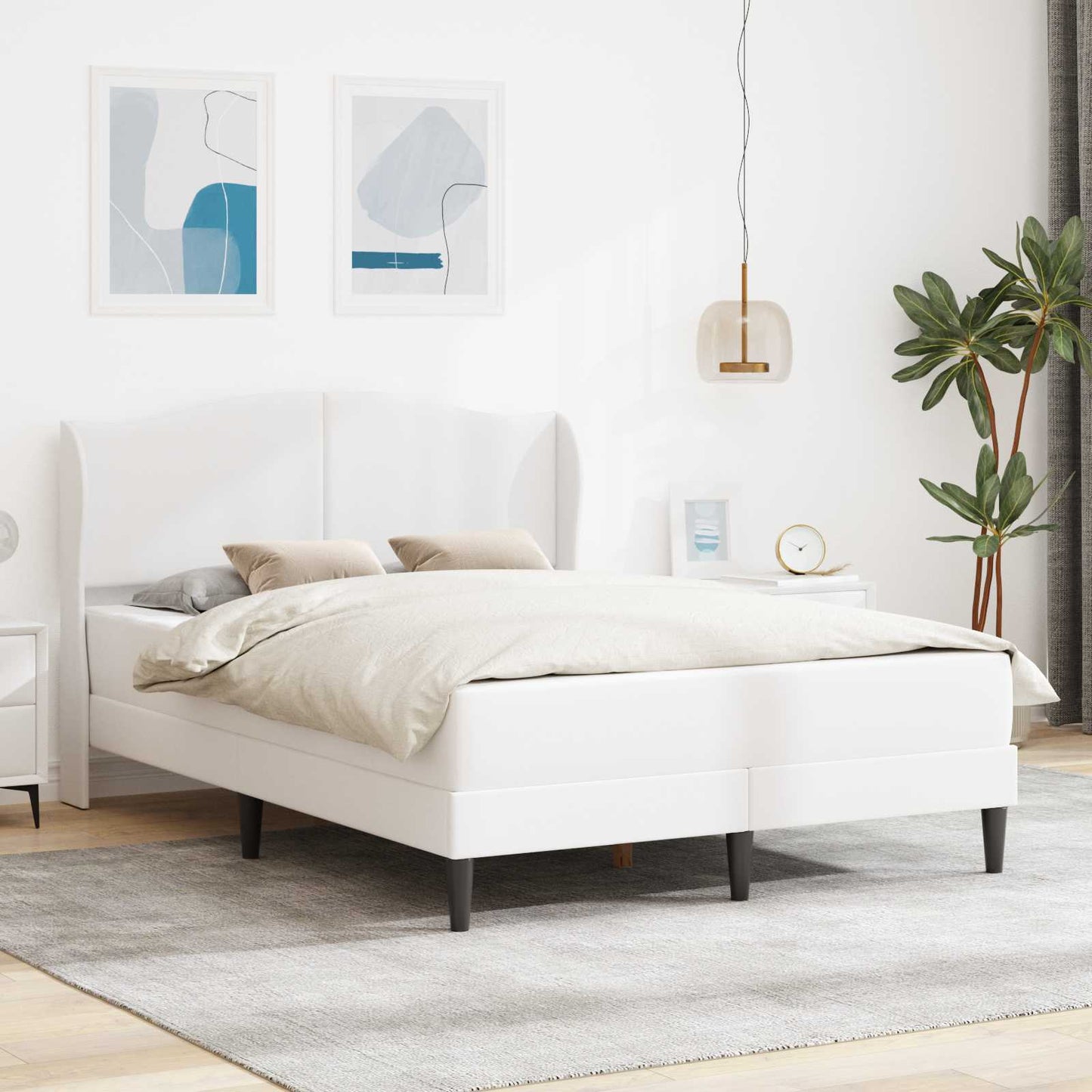 Struttura del letto con testiera Bianco 160 x 200 cm Similpelle | homemem39