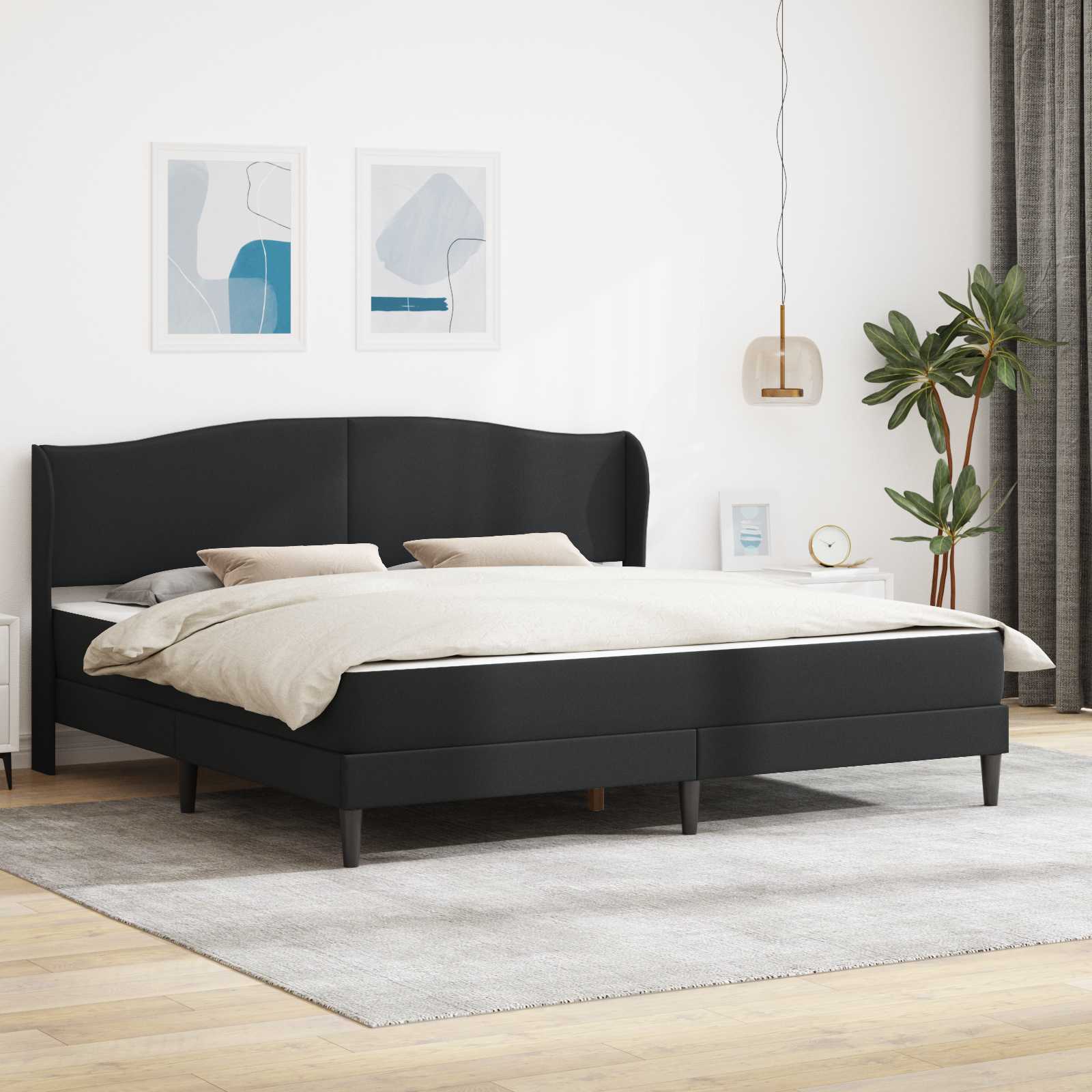 Struttura del letto con testiera Nero 200 x 200 cm Similpelle | homemem39