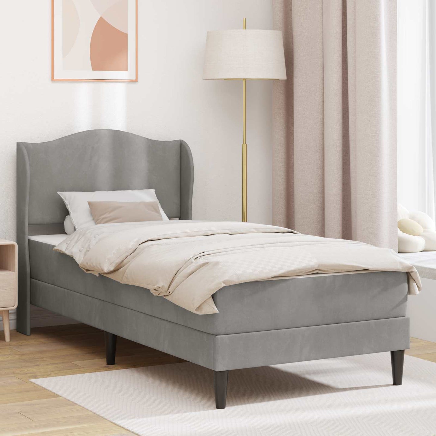 Struttura del letto 2 pcs Grigio Chiaro 90 x 190 cm Velluto | homemem39