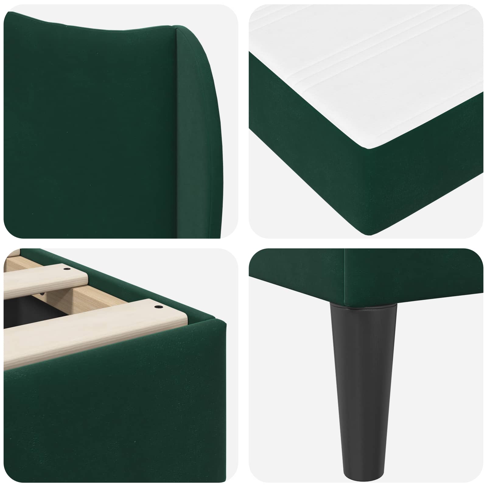 Struttura del letto 2 pcs Verde Scuro 90 x 190 cm Velluto | homemem39