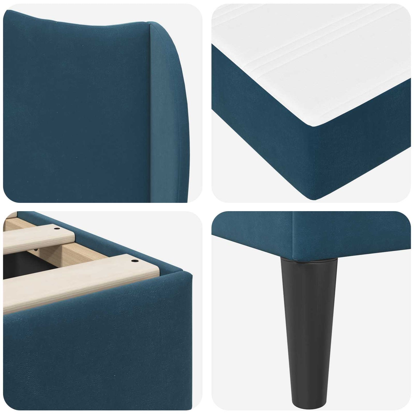 Struttura del letto con testiera Blu 90 x 190 cm Velluto | homemem39