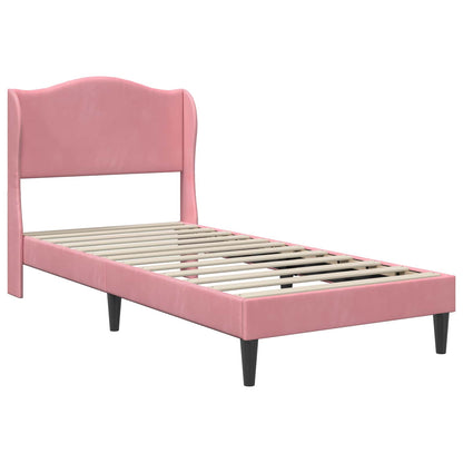 Struttura del letto con testiera Rosa 90 x 200 cm Velluto | homemem39