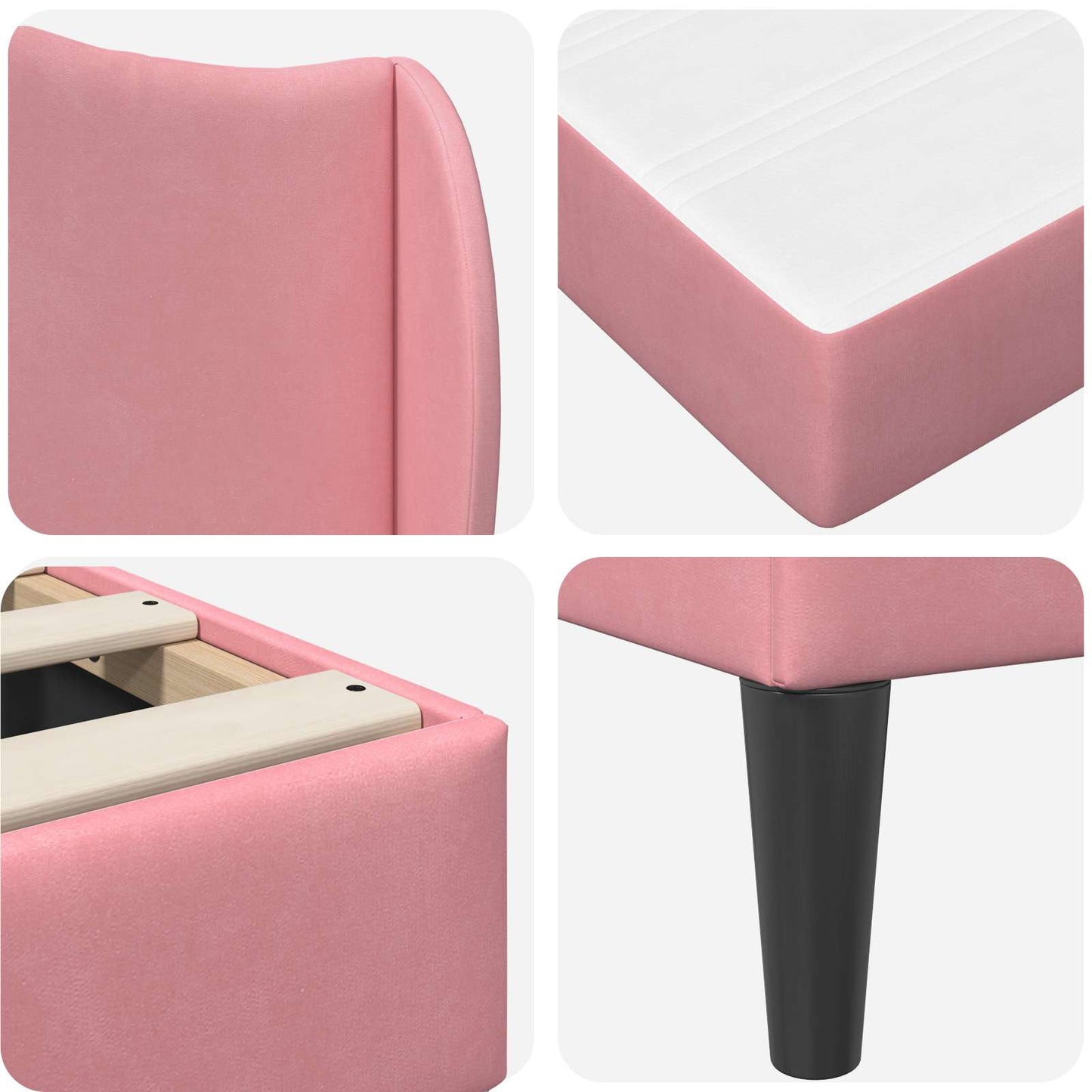 Struttura del letto con testiera Rosa 100 x 200 cm Velluto | homemem39