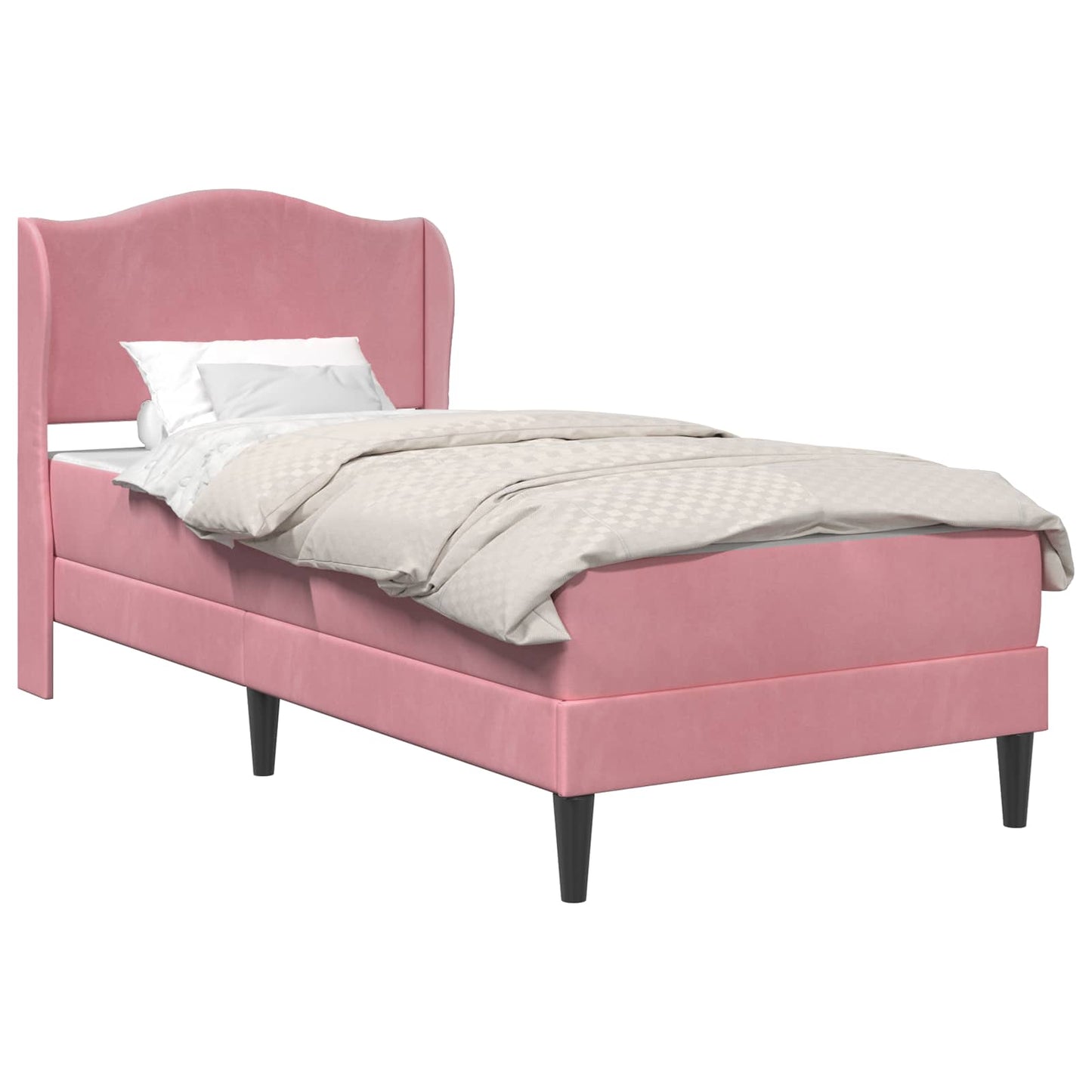 Struttura del letto con testiera Rosa 100 x 200 cm Velluto