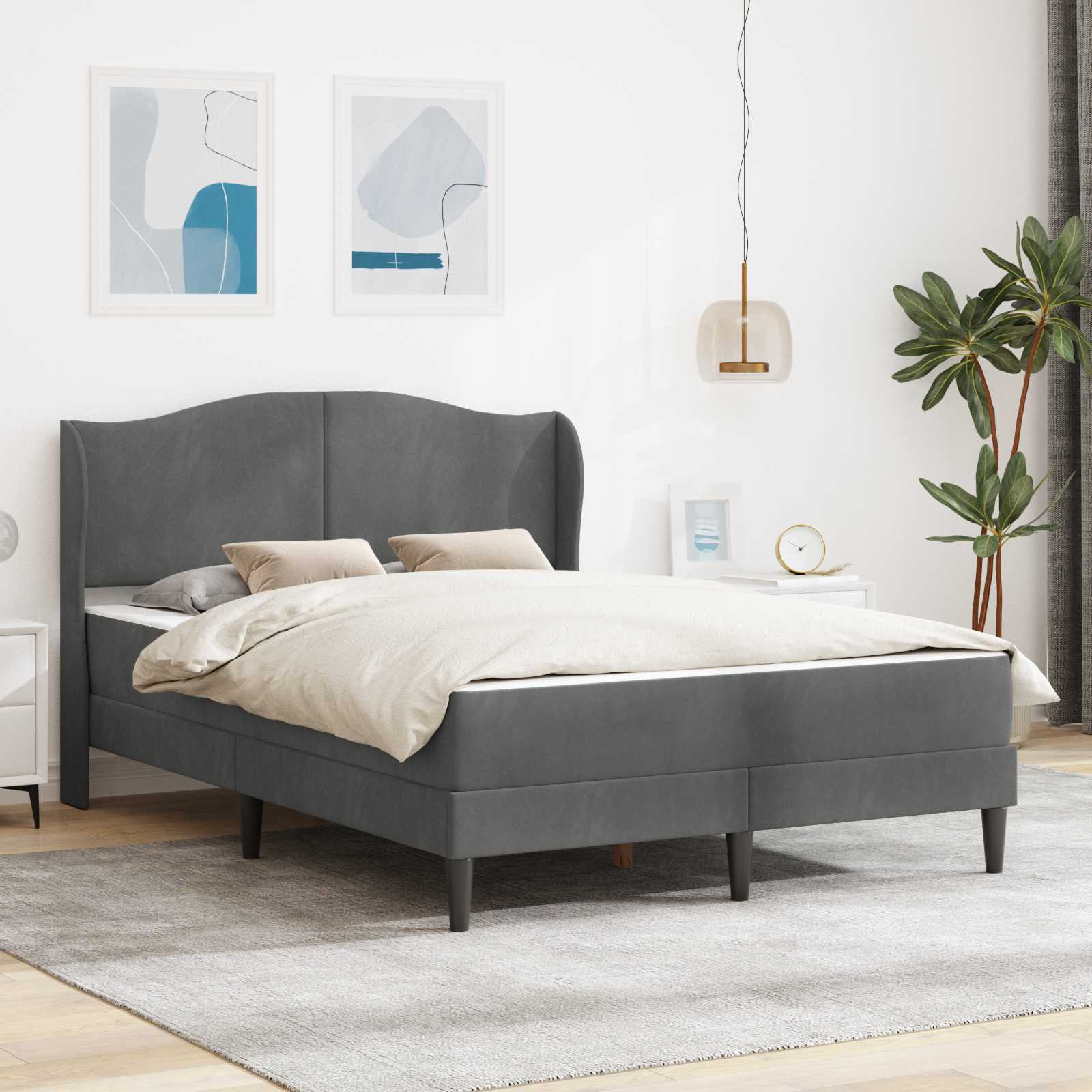 Struttura del letto Grigio Scuro 120 x 190 cm Velluto | homemem39