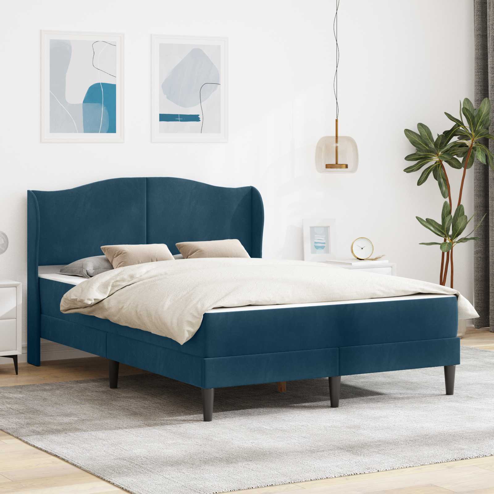 Struttura del letto con testiera 2 pcs Blu 120 x 190 cm Velluto | homemem39