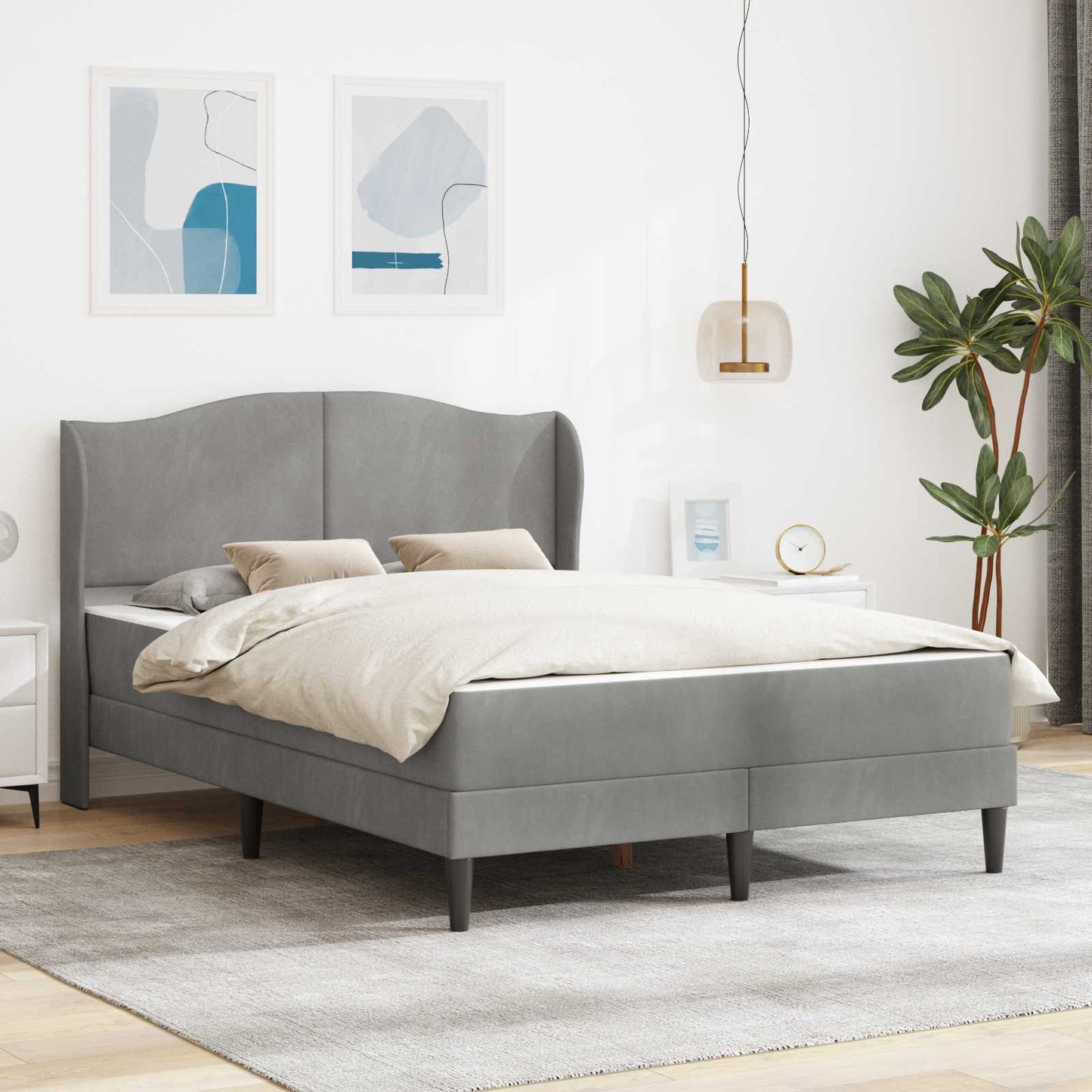 Struttura del letto Grigio Chiaro 140 x 200 cm Velluto | homemem39