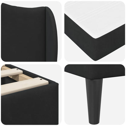 Struttura del letto con testiera Nero 140 x 200 cm Velluto | homemem39