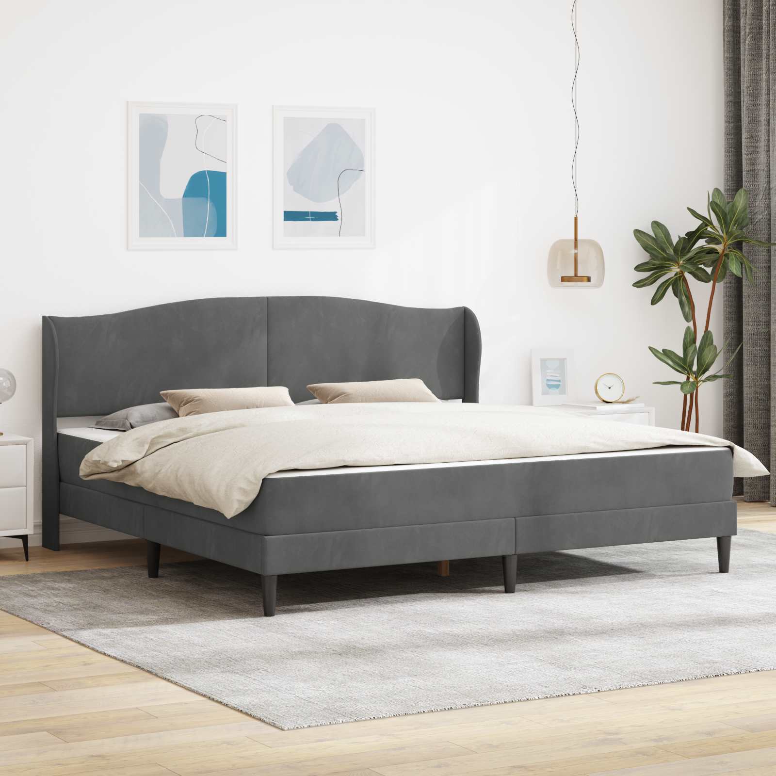 Struttura del letto Grigio Scuro 180 x 200 cm Velluto | homemem39