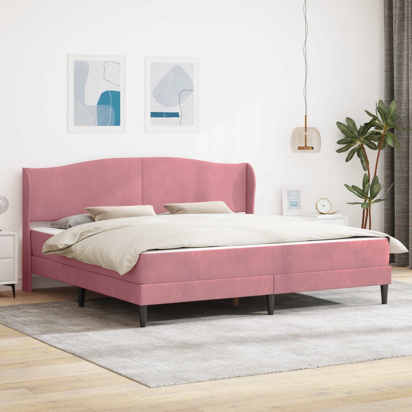 Struttura del letto con testiera Rosa 180 x 200 cm Velluto | homemem39