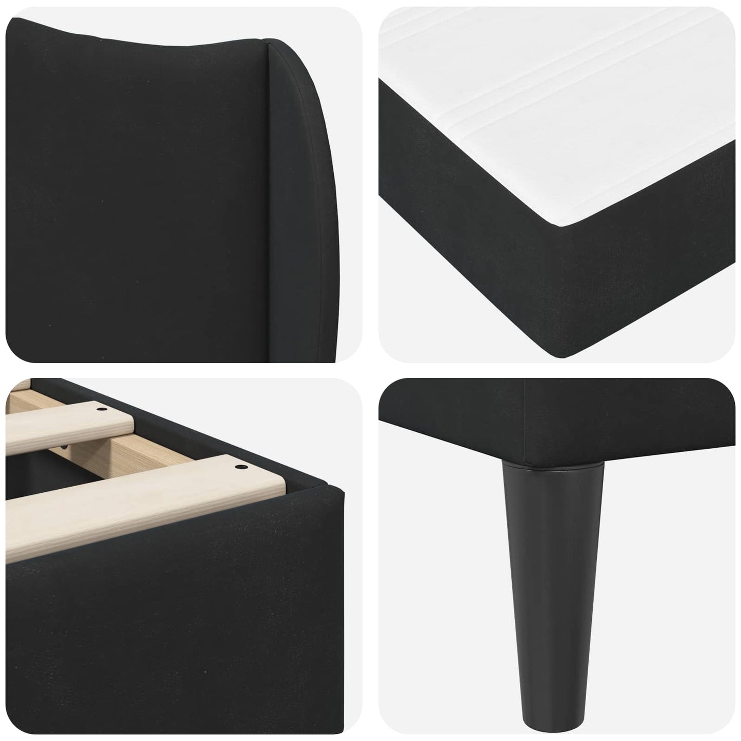 Struttura del letto con testiera Nero 180 x 200 cm Velluto | homemem39