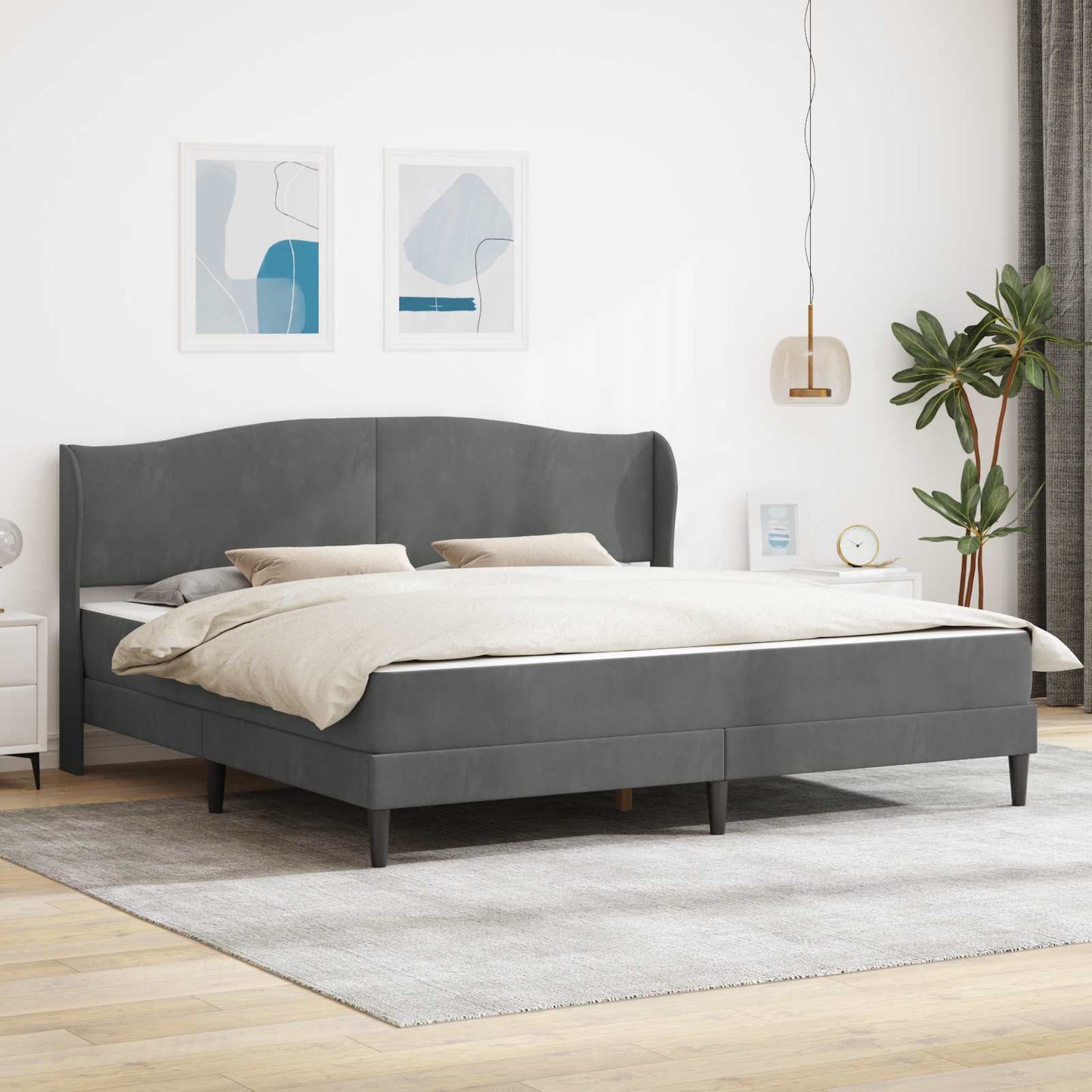 Struttura del letto Grigio Scuro 200 x 200 cm Velluto | homemem39