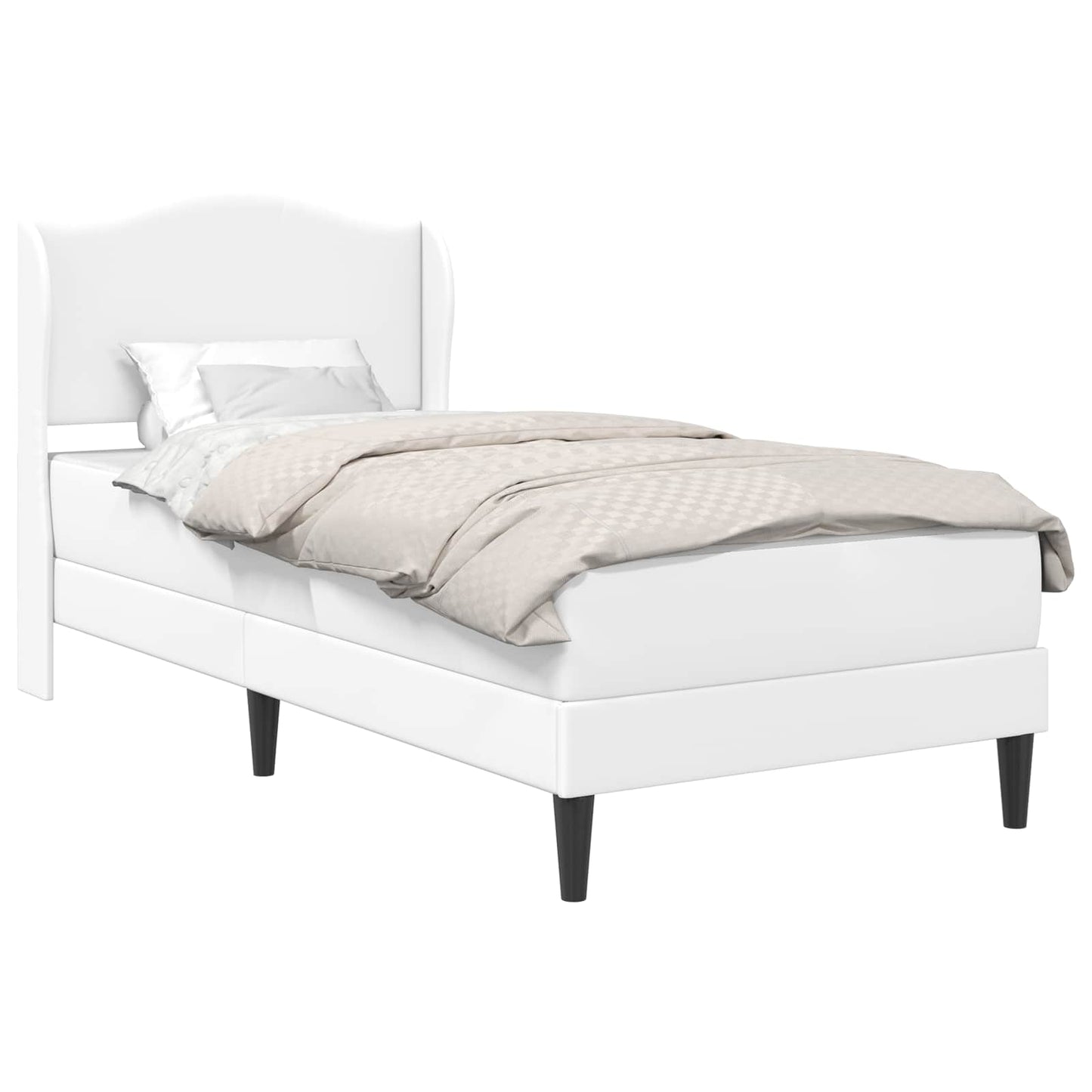 Struttura del letto con testiera Bianco 90 x 190 cm Similpelle | homemem39