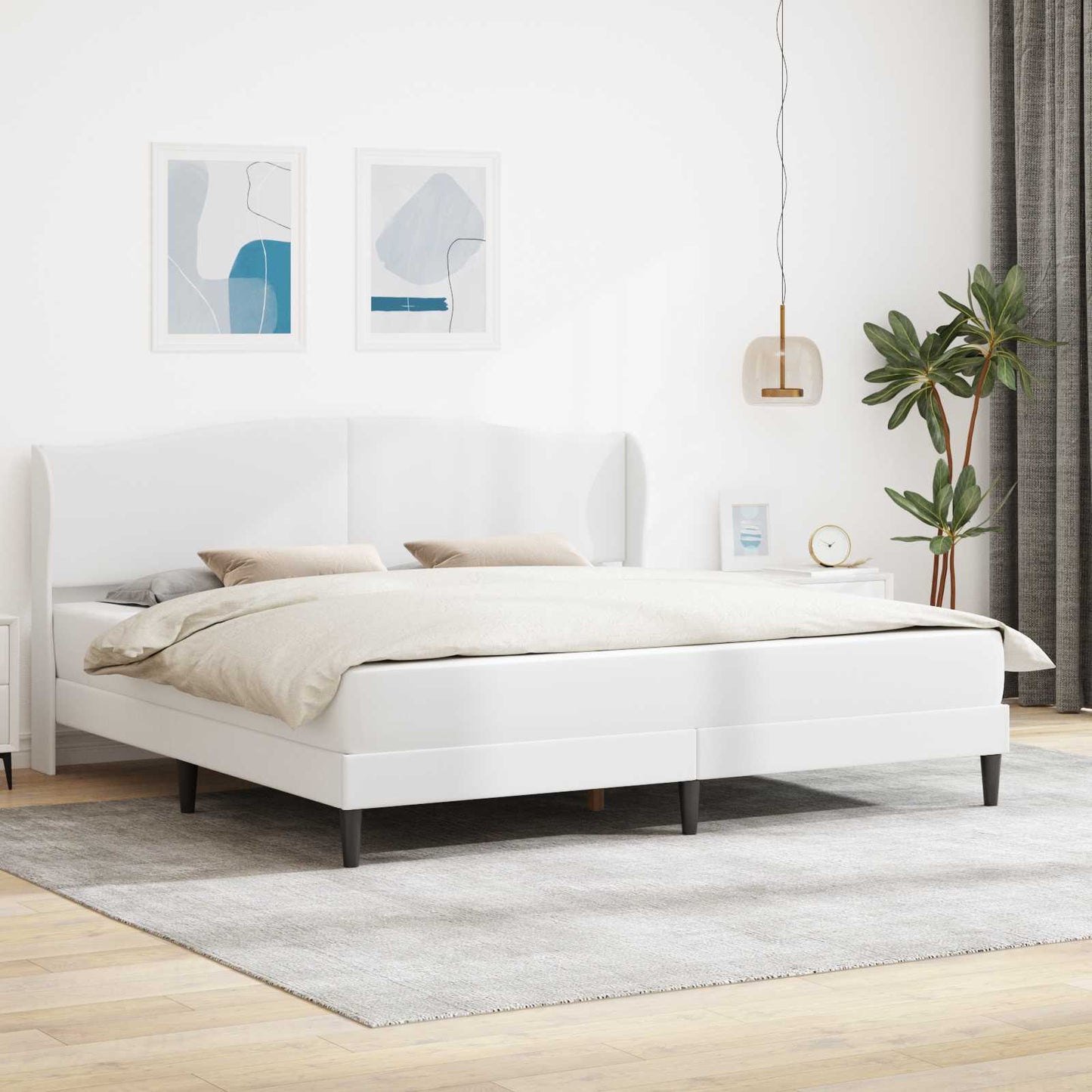 Struttura del letto con testiera Bianco 180 x 200 cm Similpelle | homemem39