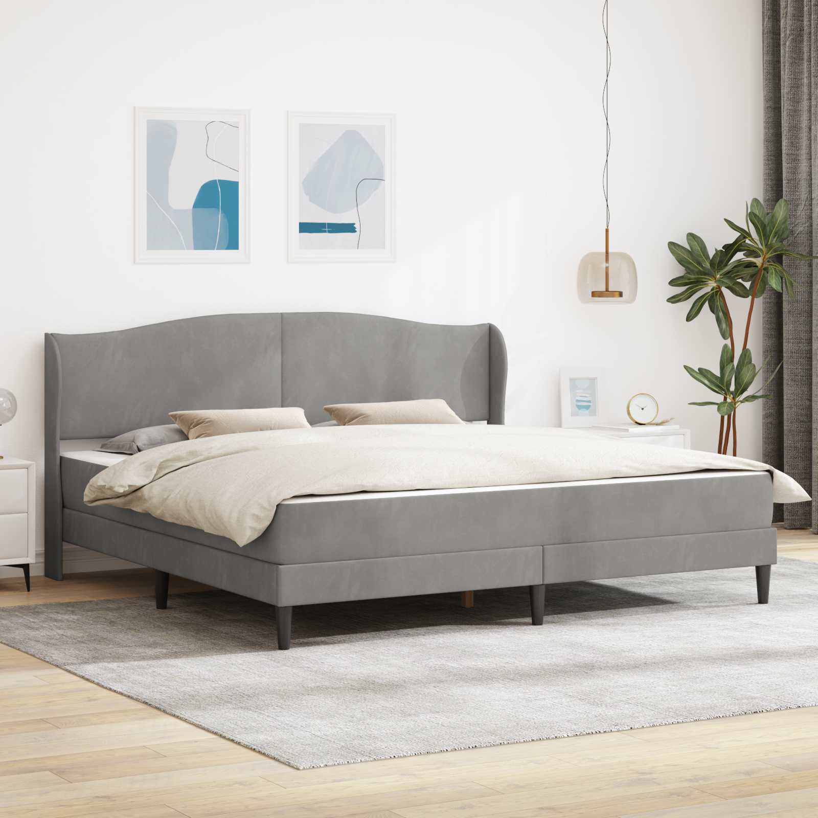 Struttura del letto Grigio Chiaro 180 x 200 cm Velluto | homemem39