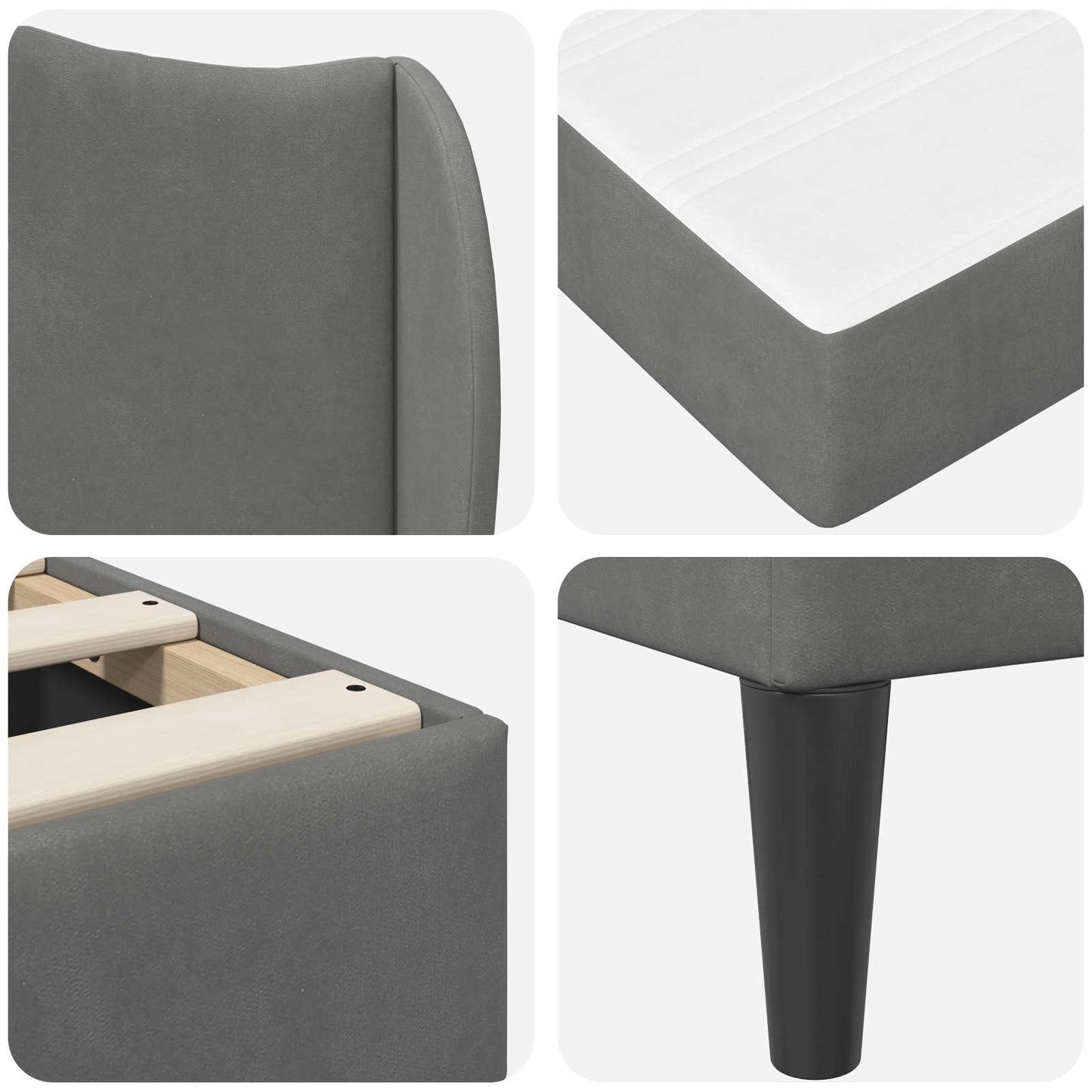 Struttura del letto Grigio Scuro 180 x 200 cm Velluto | homemem39
