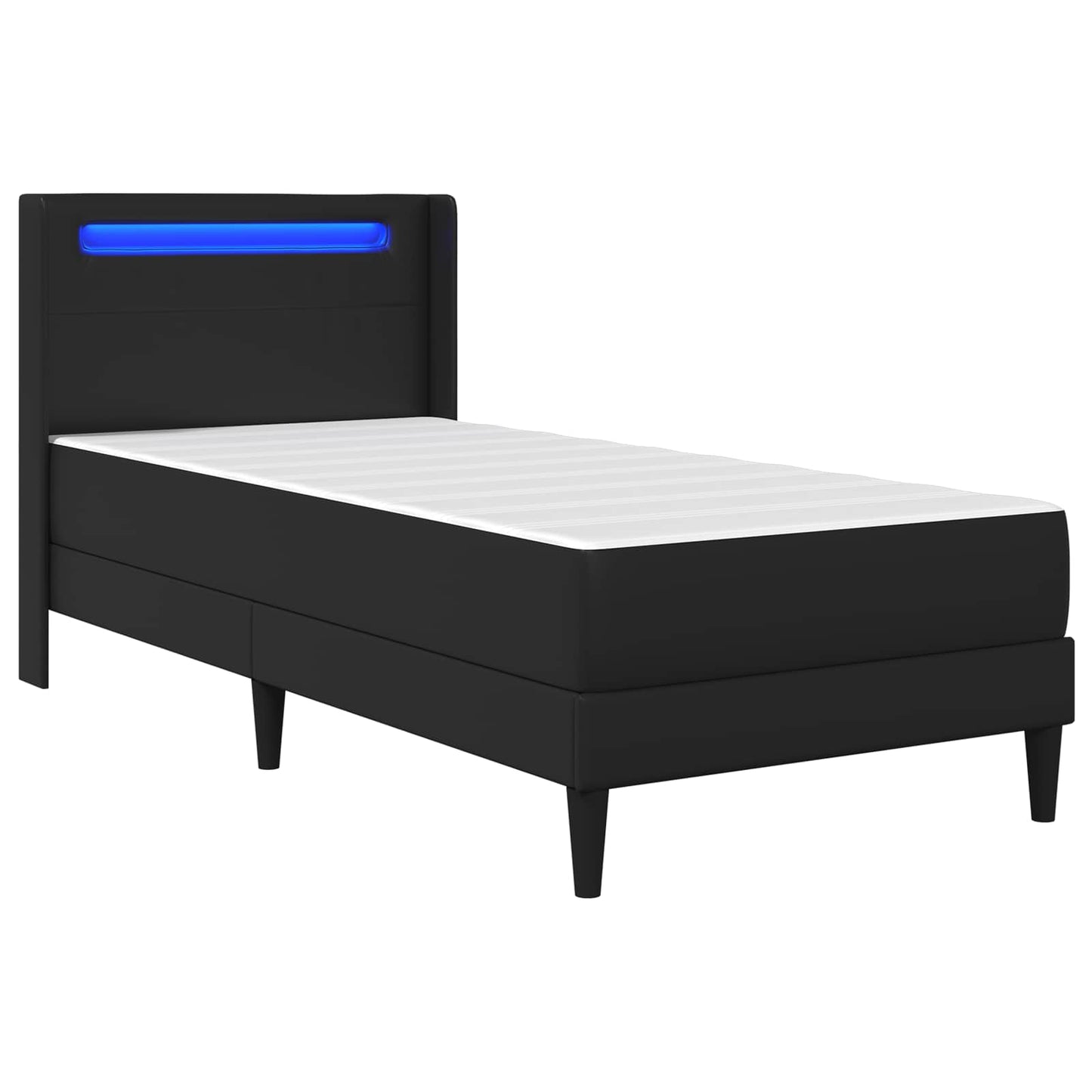 Struttura del letto con strisce LED Nero 90 x 190 cm Similpelle | homemem39