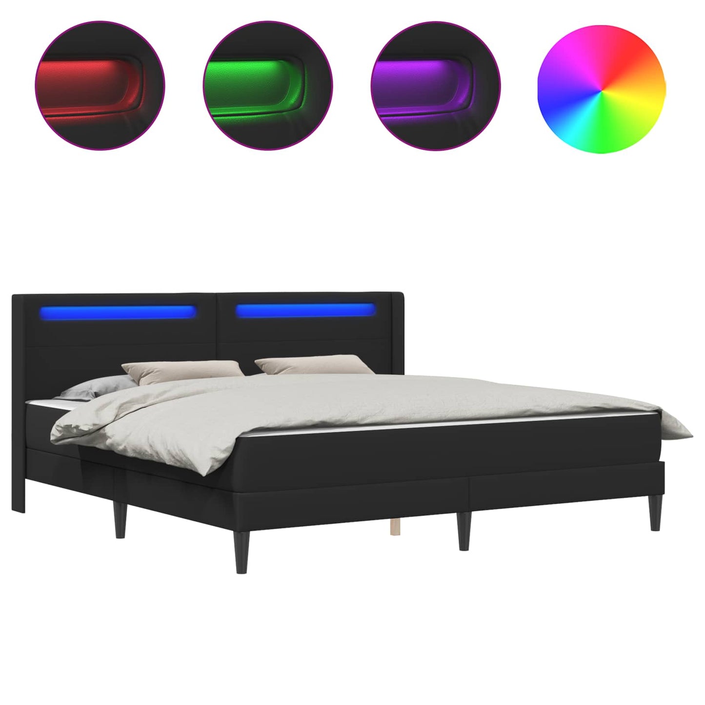 Struttura del letto con testiera Nero 180 x 200 cm Similpelle | homemem39