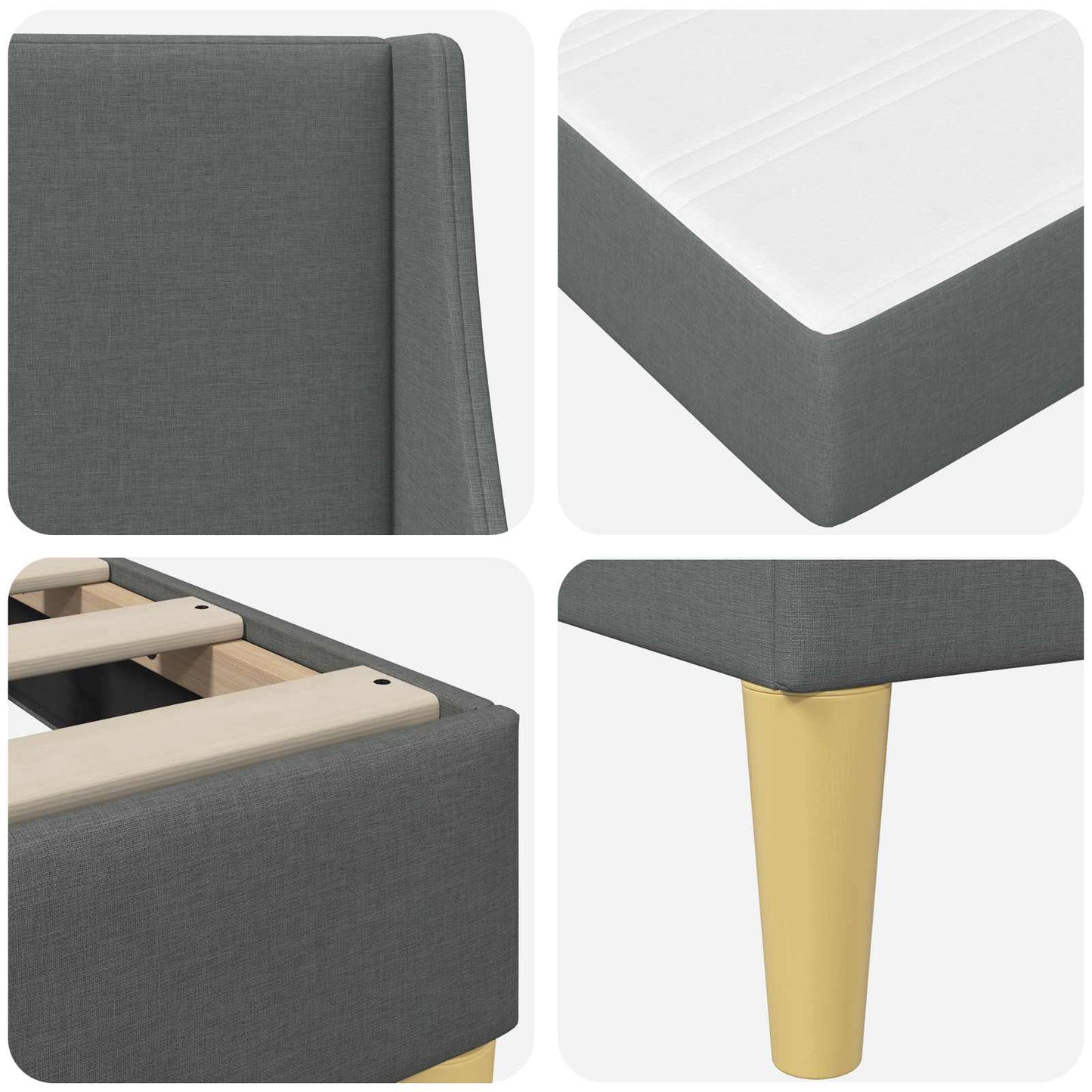 Struttura letto con materasso Grigio scuro 90 x 200 cm Tessuto | homemem39